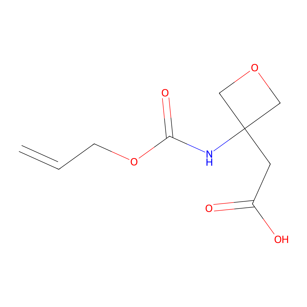 2-(3-{[(Prop-2-en-1-yloxy)carbonyl]amino}oxetan-3-yl)acetic acid molecular structure, CAS 2680701-62-4