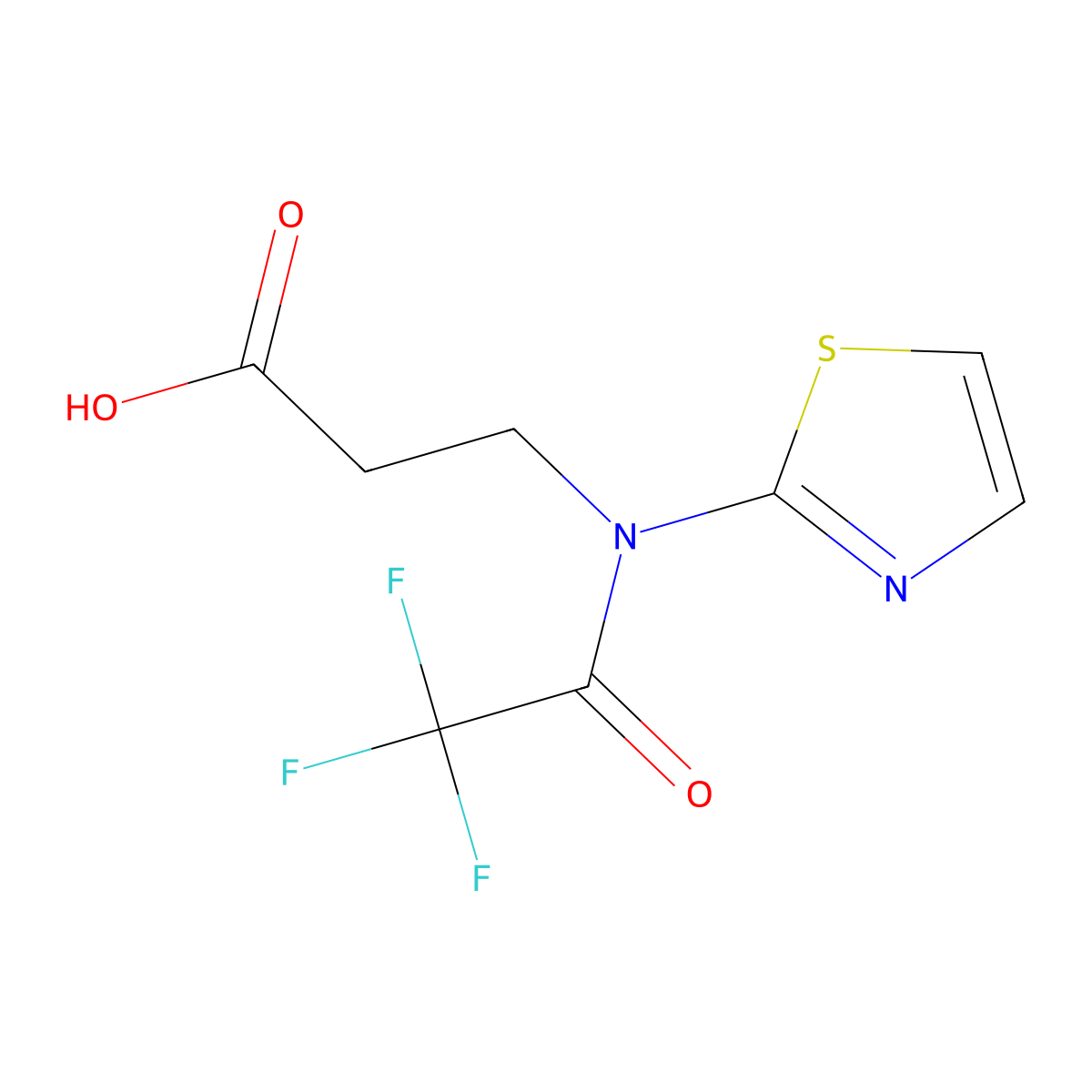 3-[2,2,2-trifluoro-N-(1,3-thiazol-2-yl)acetamido]propanoic acid molecular structure, CAS 2680701-67-9