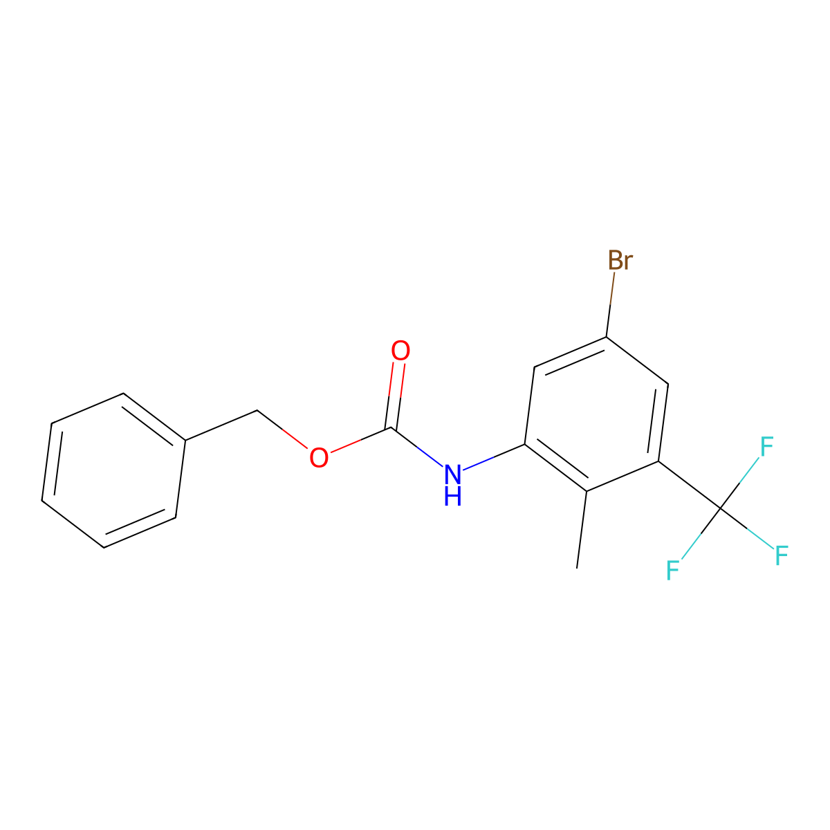 benzyl N-[5-bromo-2-methyl-3-(trifluoromethyl)phenyl]carbamate molecular structure, CAS 2680701-68-0