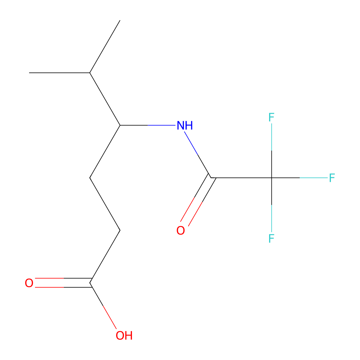 5-Methyl-4-(2,2,2-trifluoroacetamido)hexanoic acid molecular structure, CAS 2680701-70-4