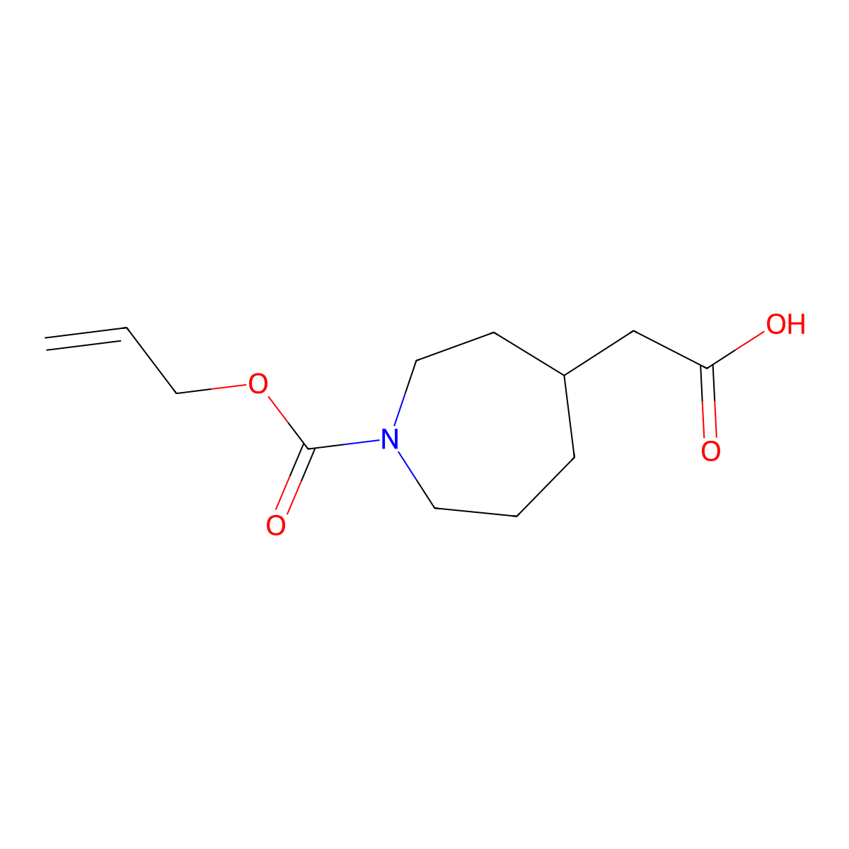 2-{1-[(Prop-2-en-1-yloxy)carbonyl]azepan-4-yl}acetic acid molecular structure, CAS 2680701-71-5