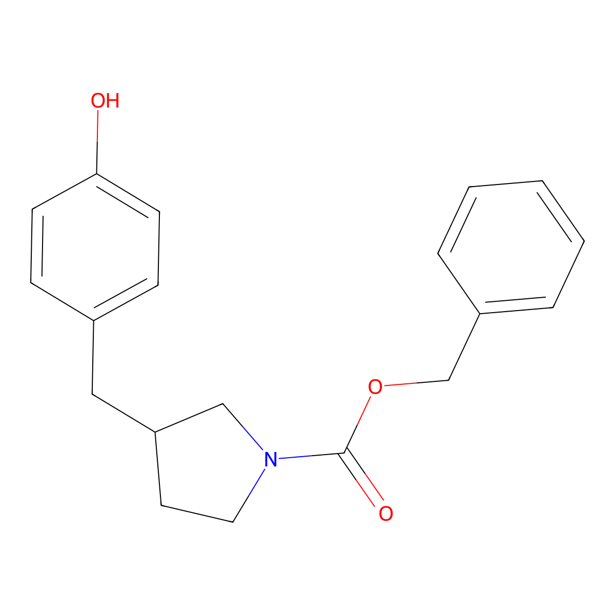 Benzyl 3-[(4-hydroxyphenyl)methyl]pyrrolidine-1-carboxylate molecular structure, CAS 2680701-73-7