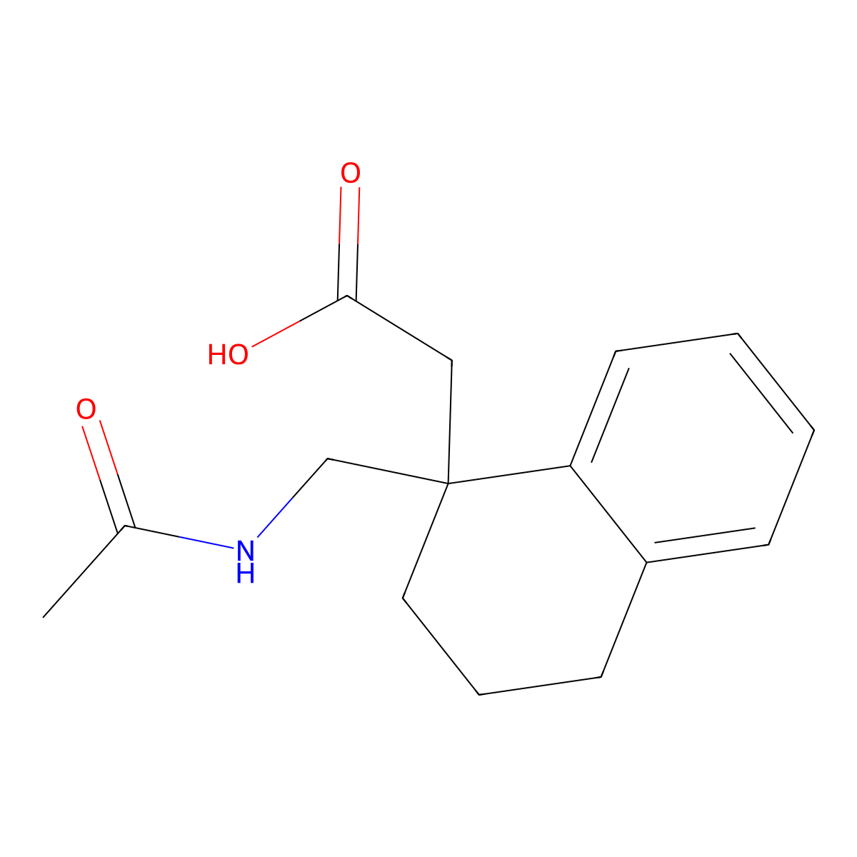2-[1-(Acetamidomethyl)-1,2,3,4-tetrahydronaphthalen-1-yl]acetic acid molecular structure, CAS 2680701-74-8
