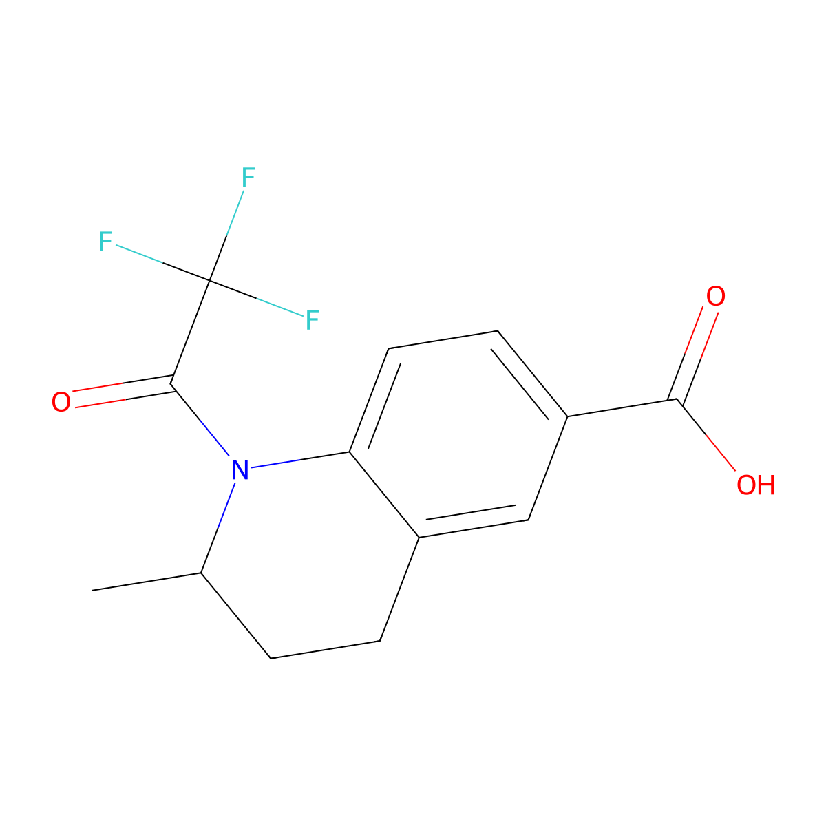 2-Methyl-1-(2,2,2-trifluoroacetyl)-1,2,3,4-tetrahydroquinoline-6-carboxylic acid molecular structure, CAS 2680701-75-9