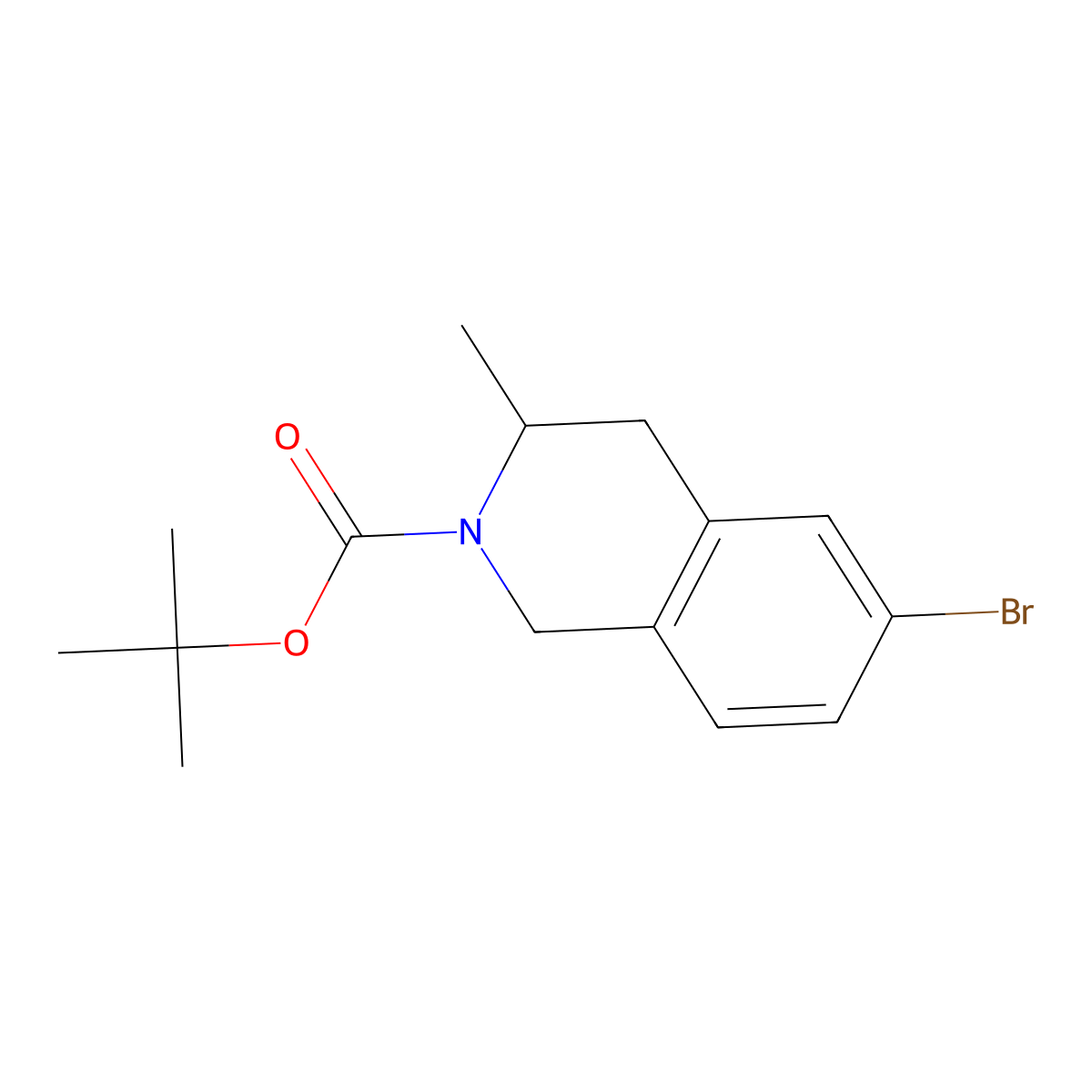 Tert-butyl 6-bromo-3-methyl-1,2,3,4-tetrahydroisoquinoline-2-carboxylate molecular structure, CAS 2680701-84-0