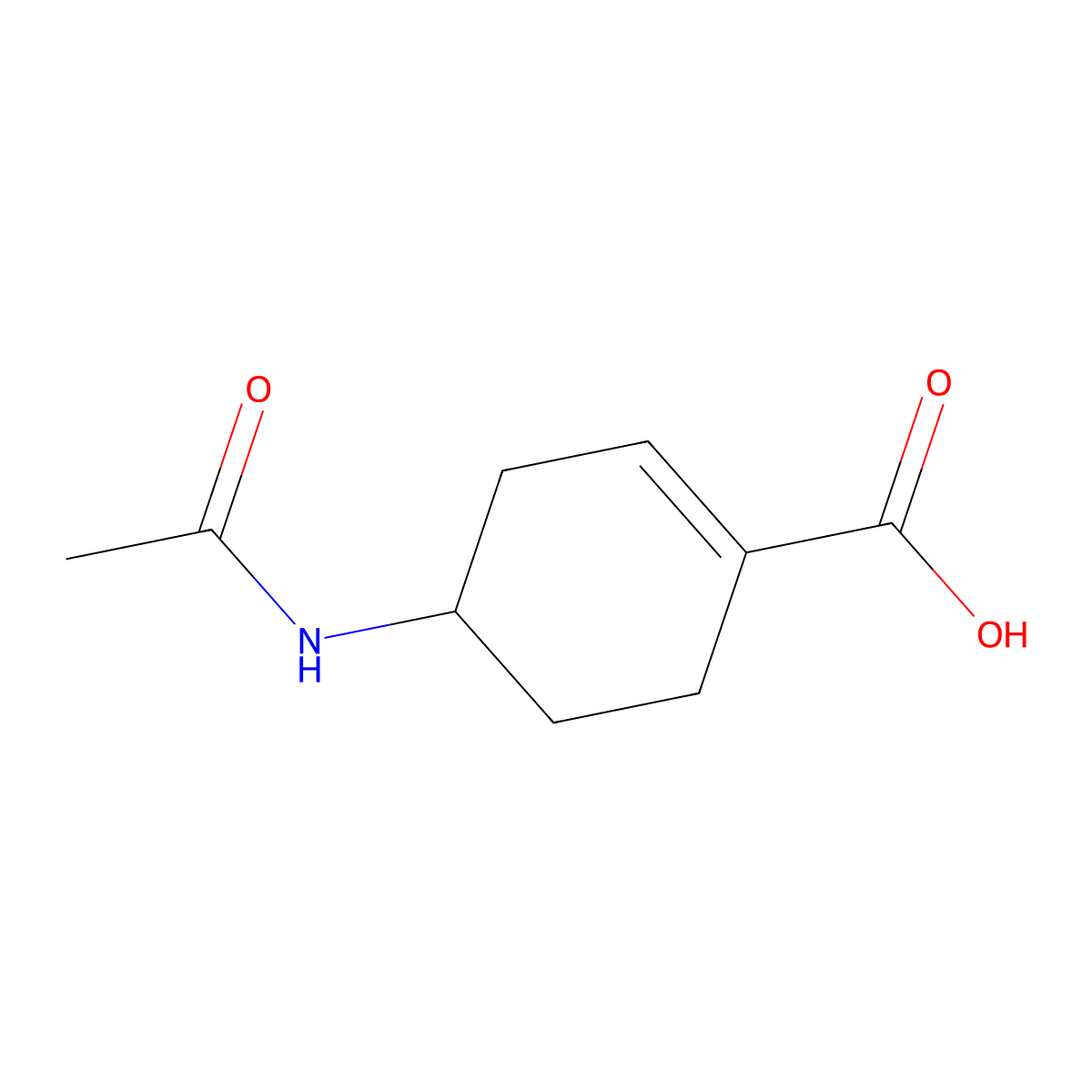 4-Acetamidocyclohex-1-ene-1-carboxylic acid molecular structure, CAS 2680701-89-5