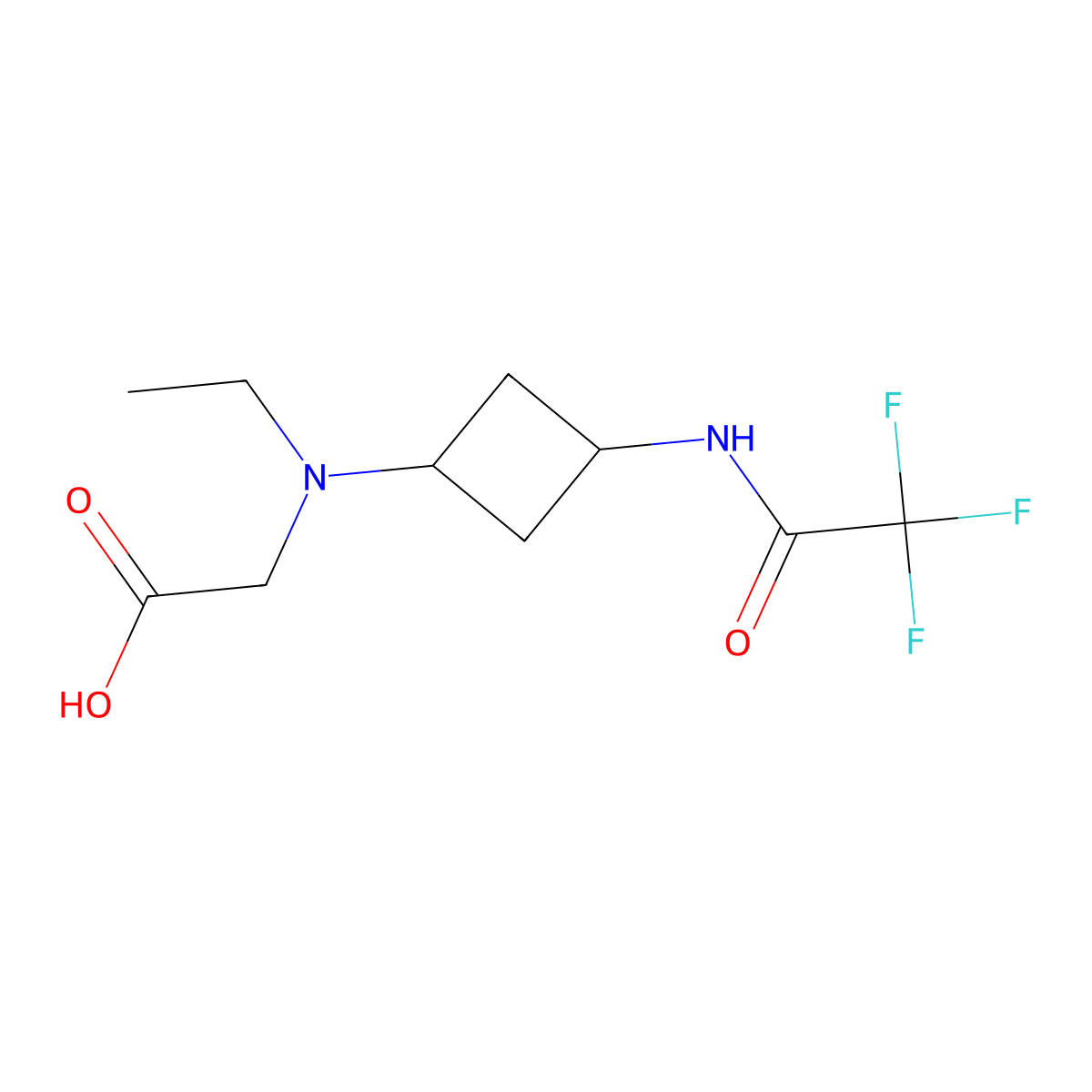 2-{Ethyl[3-(trifluoroacetamido)cyclobutyl]amino}acetic acid molecular structure, CAS 2680702-00-3