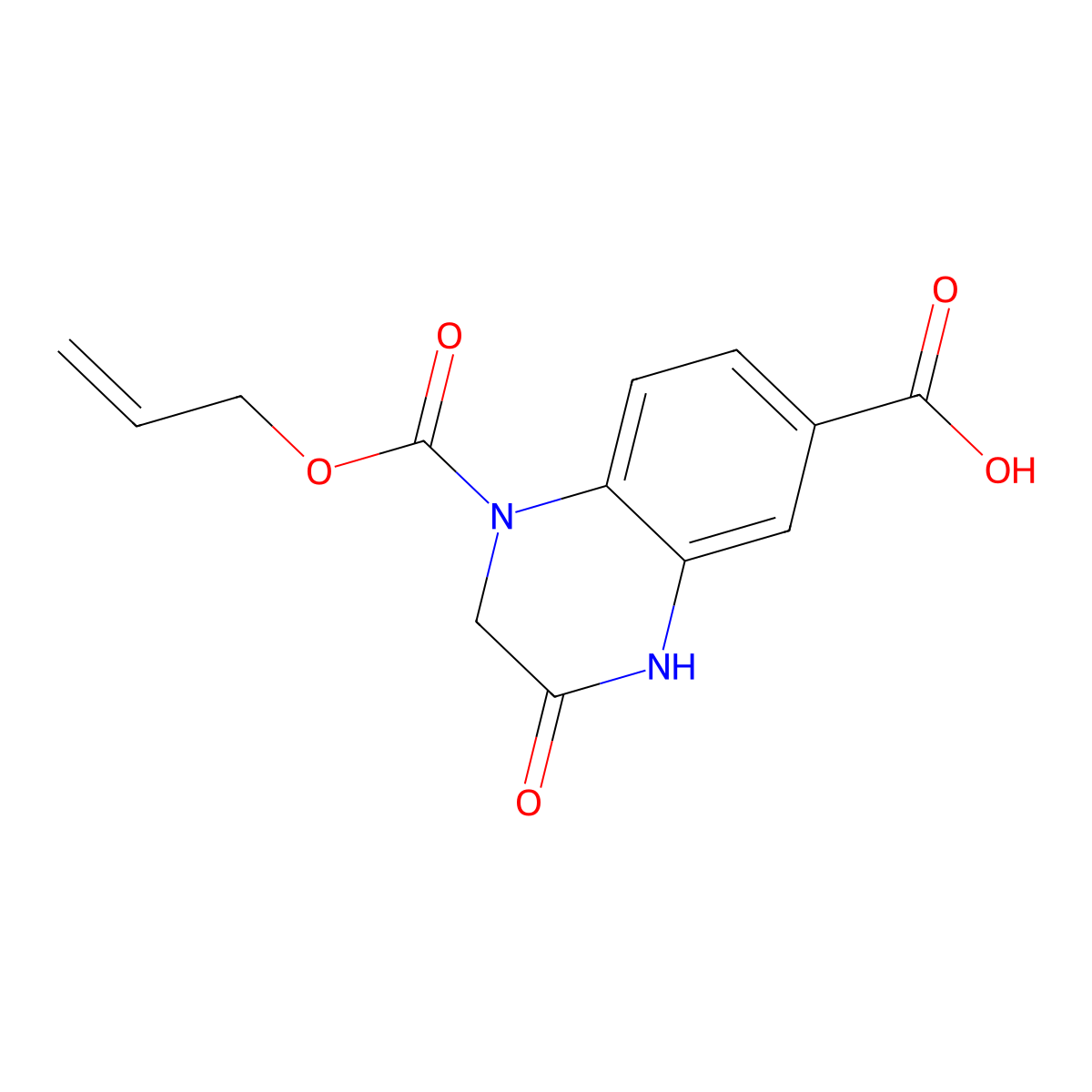 3-Oxo-1-[(prop-2-en-1-yloxy)carbonyl]-1,2,3,4-tetrahydroquinoxaline-6-carboxylic acid molecular structure, CAS 2680702-01-4