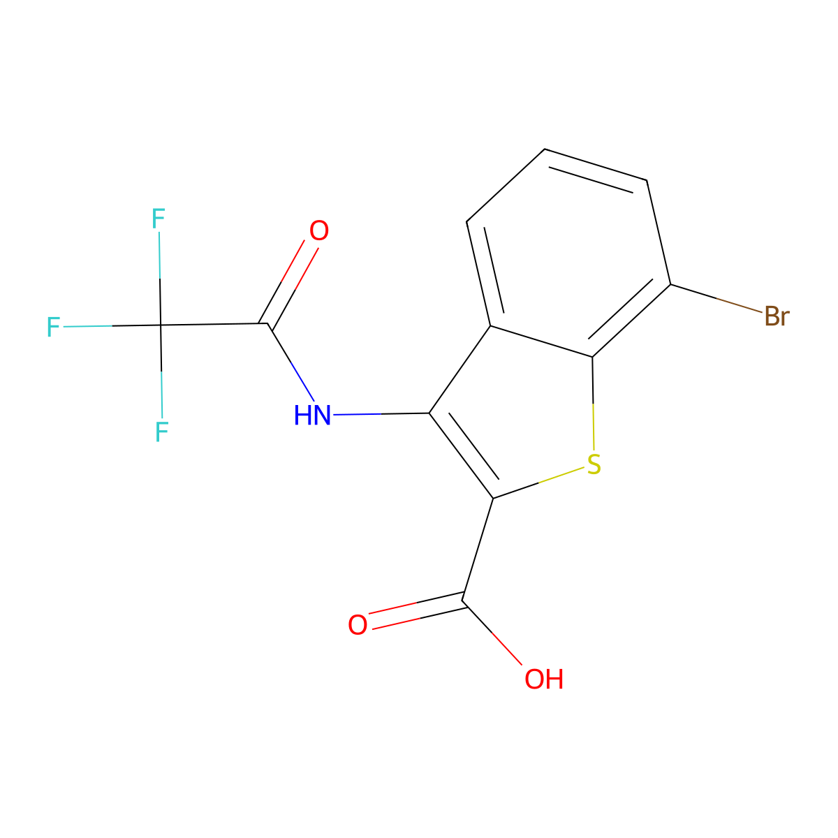 7-Bromo-3-(2,2,2-trifluoroacetamido)-1-benzothiophene-2-carboxylic acid molecular structure, CAS 2680702-02-5