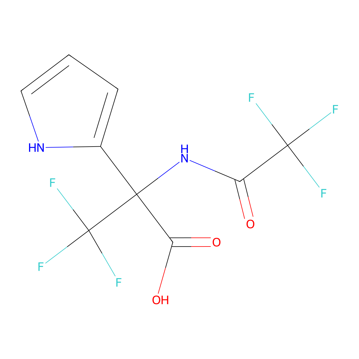 3,3,3-trifluoro-2-(1H-pyrrol-2-yl)-2-(2,2,2-trifluoroacetamido)propanoic acid molecular structure, CAS 2680702-07-0