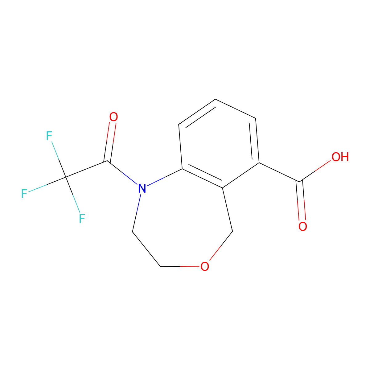 1-(2,2,2-Trifluoroacetyl)-1,2,3,5-tetrahydro-4,1-benzoxazepine-6-carboxylic acid molecular structure, CAS 2680702-11-6