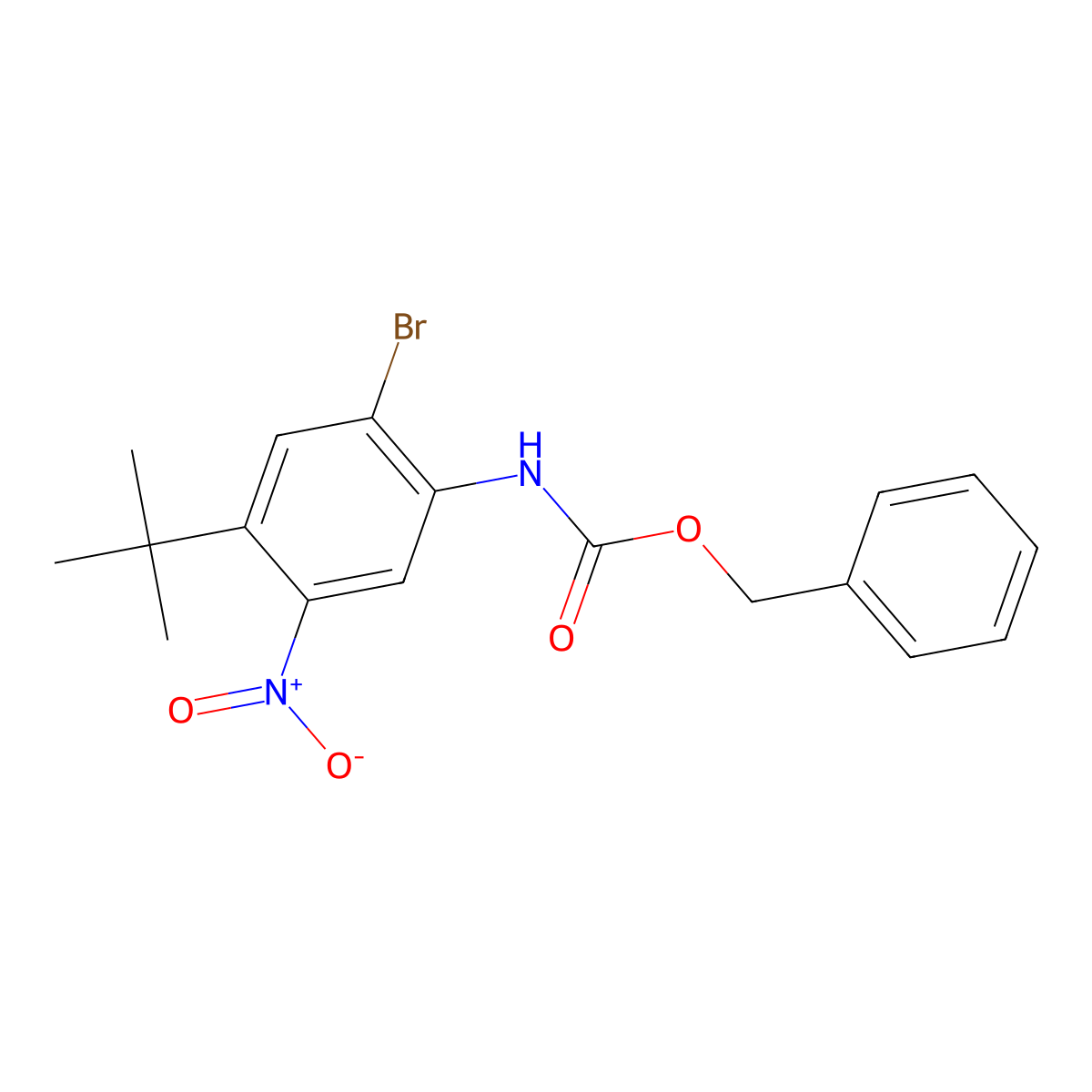 benzyl N-(2-bromo-4-tert-butyl-5-nitrophenyl)carbamate molecular structure, CAS 2680702-12-7