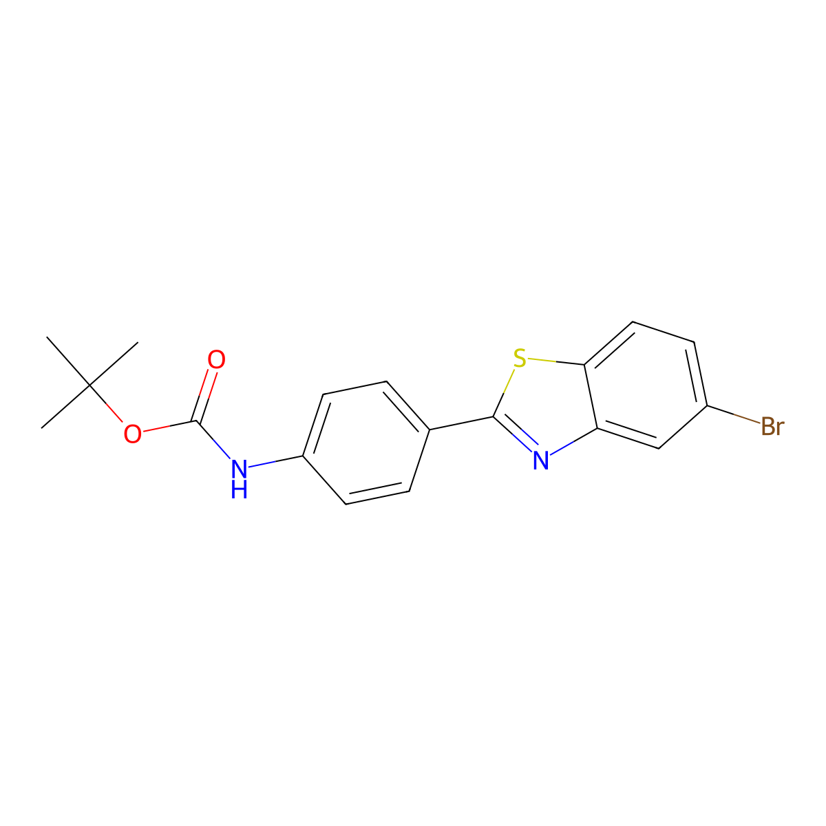 tert-butyl N-[4-(5-bromo-1,3-benzothiazol-2-yl)phenyl]carbamate molecular structure, CAS 2680702-15-0