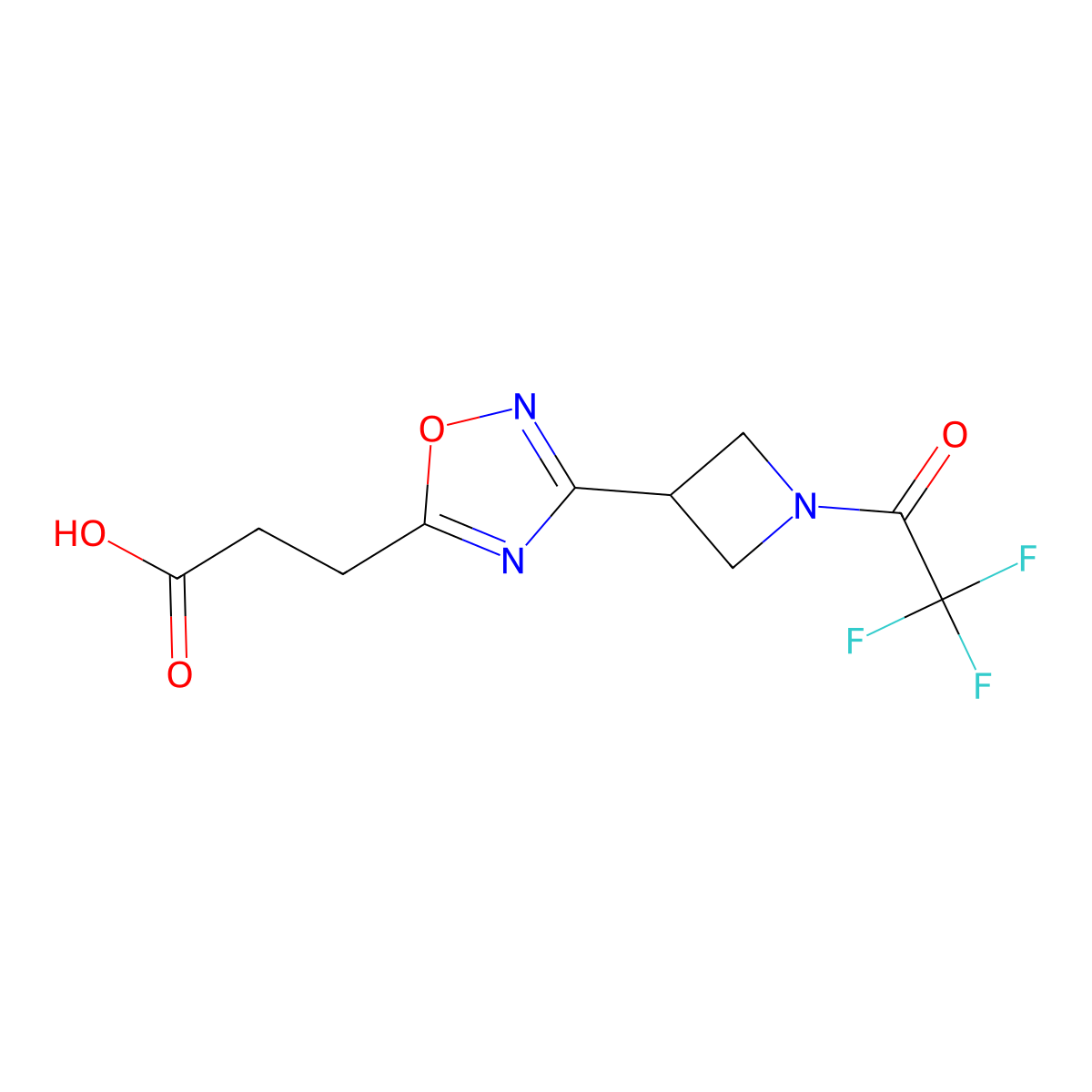 3-{3-[1-(2,2,2-Trifluoroacetyl)azetidin-3-yl]-1,2,4-oxadiazol-5-yl}propanoic acid molecular structure, CAS 2680702-27-4