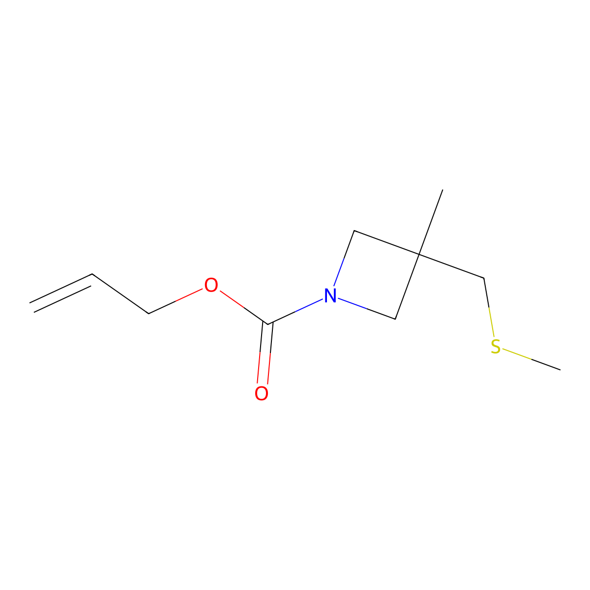 Prop-2-en-1-yl 3-methyl-3-[(methylsulfanyl)methyl]azetidine-1-carboxylate molecular structure, CAS 2680702-30-9