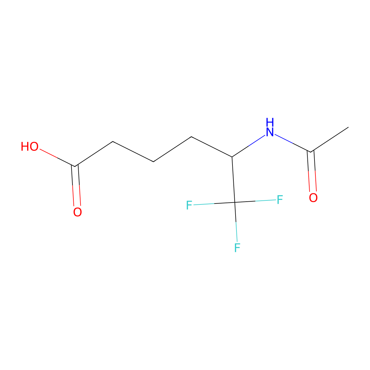 5-Acetamido-6,6,6-trifluorohexanoic acid molecular structure, CAS 2680702-35-4