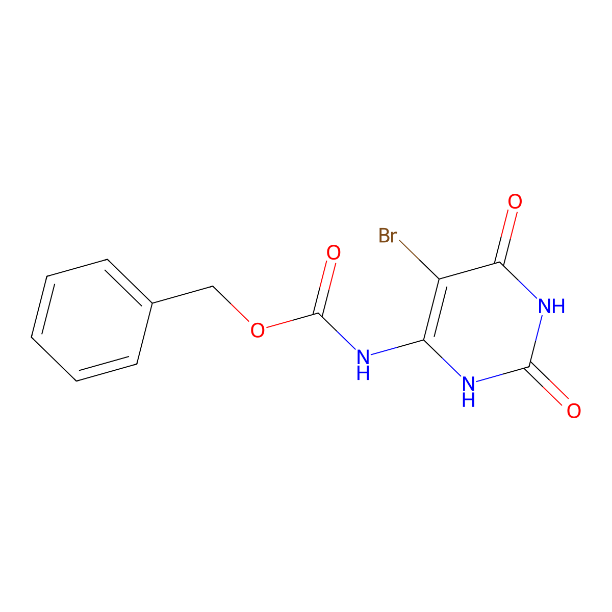 benzyl N-(5-bromo-2,6-dioxo-1,2,3,6-tetrahydropyrimidin-4-yl)carbamate molecular structure, CAS 2680702-43-4