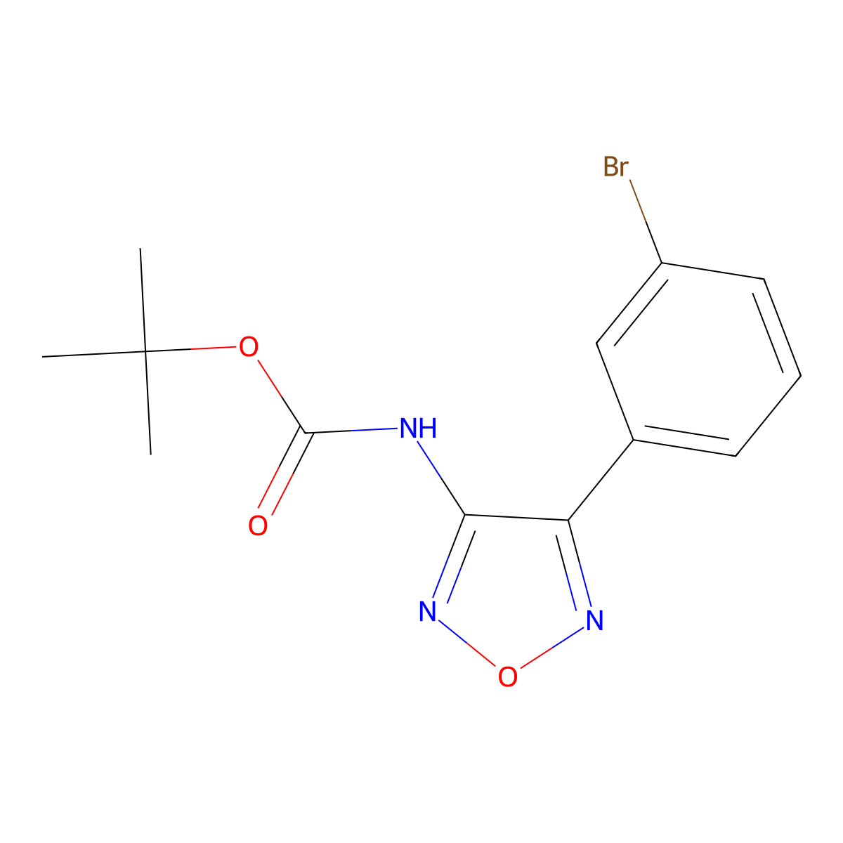 tert-butyl N-[4-(3-bromophenyl)-1,2,5-oxadiazol-3-yl]carbamate molecular structure, CAS 2680702-47-8