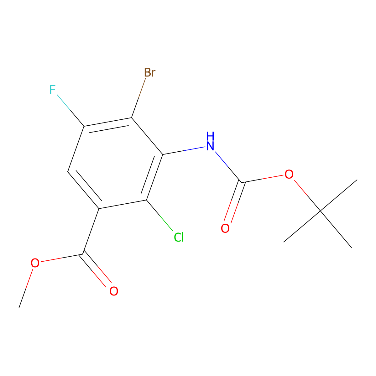 Methyl 4-bromo-3-{[(tert-butoxy)carbonyl]amino}-2-chloro-5-fluorobenzoate molecular structure, CAS 2680702-54-7