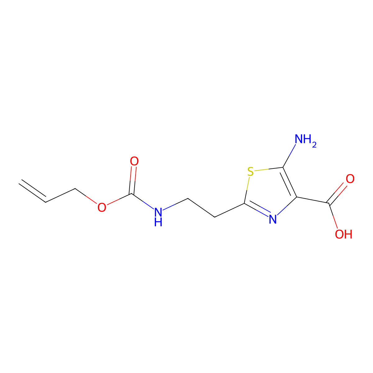 5-Amino-2-(2-{[(prop-2-en-1-yloxy)carbonyl]amino}ethyl)-1,3-thiazole-4-carboxylic acid molecular structure, CAS 2680702-57-0