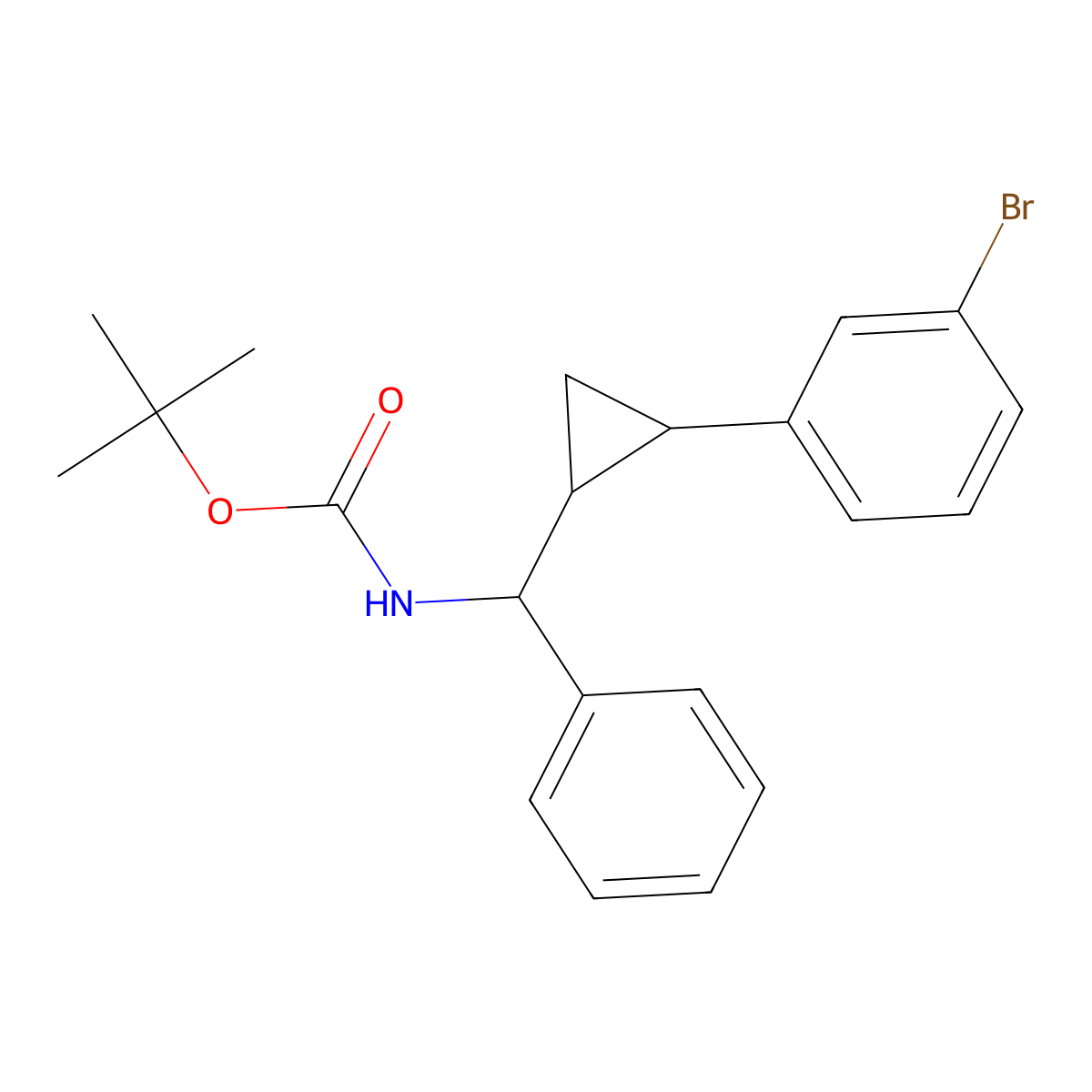 tert-butyl N-{[2-(3-bromophenyl)cyclopropyl](phenyl)methyl}carbamate molecular structure, CAS 2680702-59-2