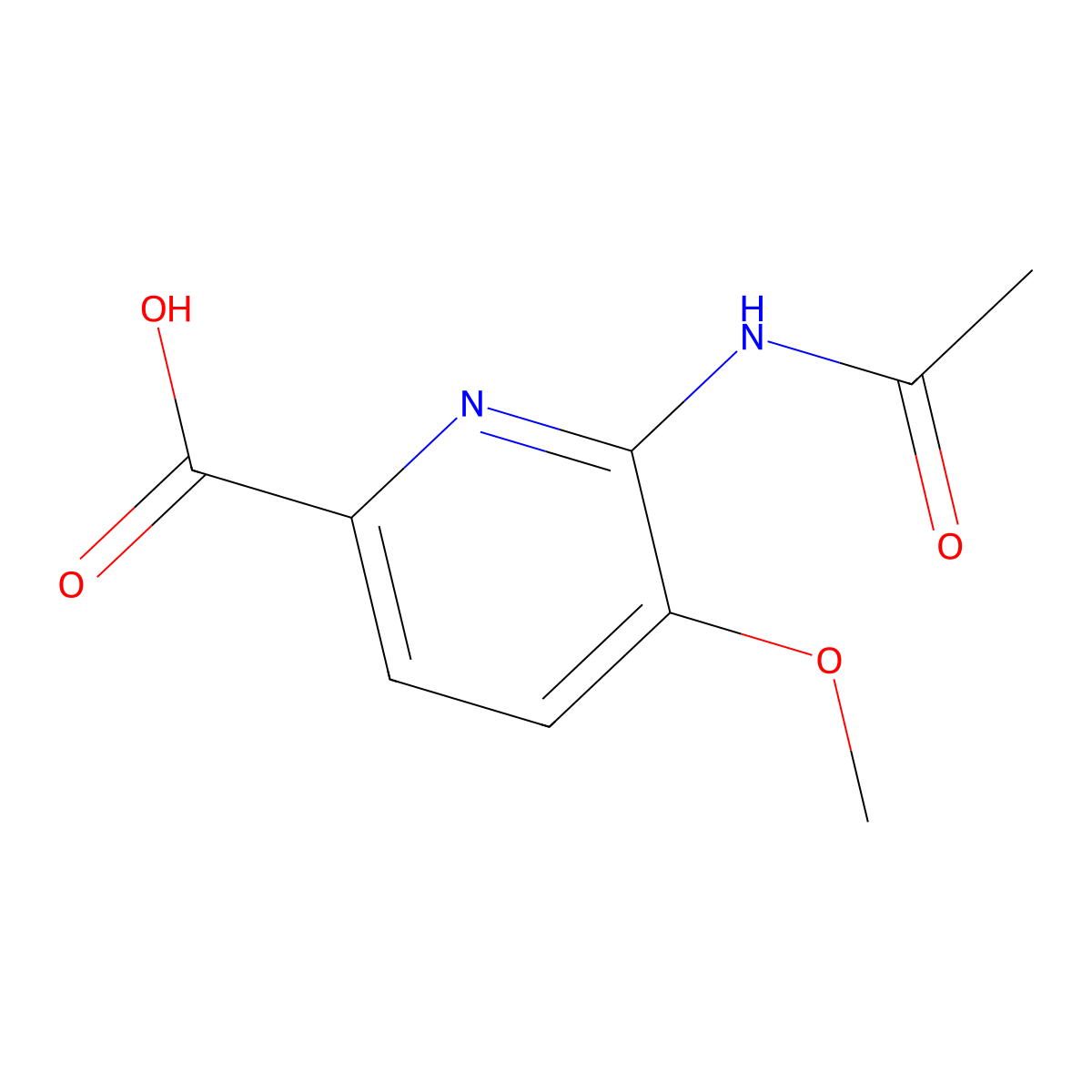 6-Acetamido-5-methoxypyridine-2-carboxylic acid molecular structure, CAS 2680702-60-5