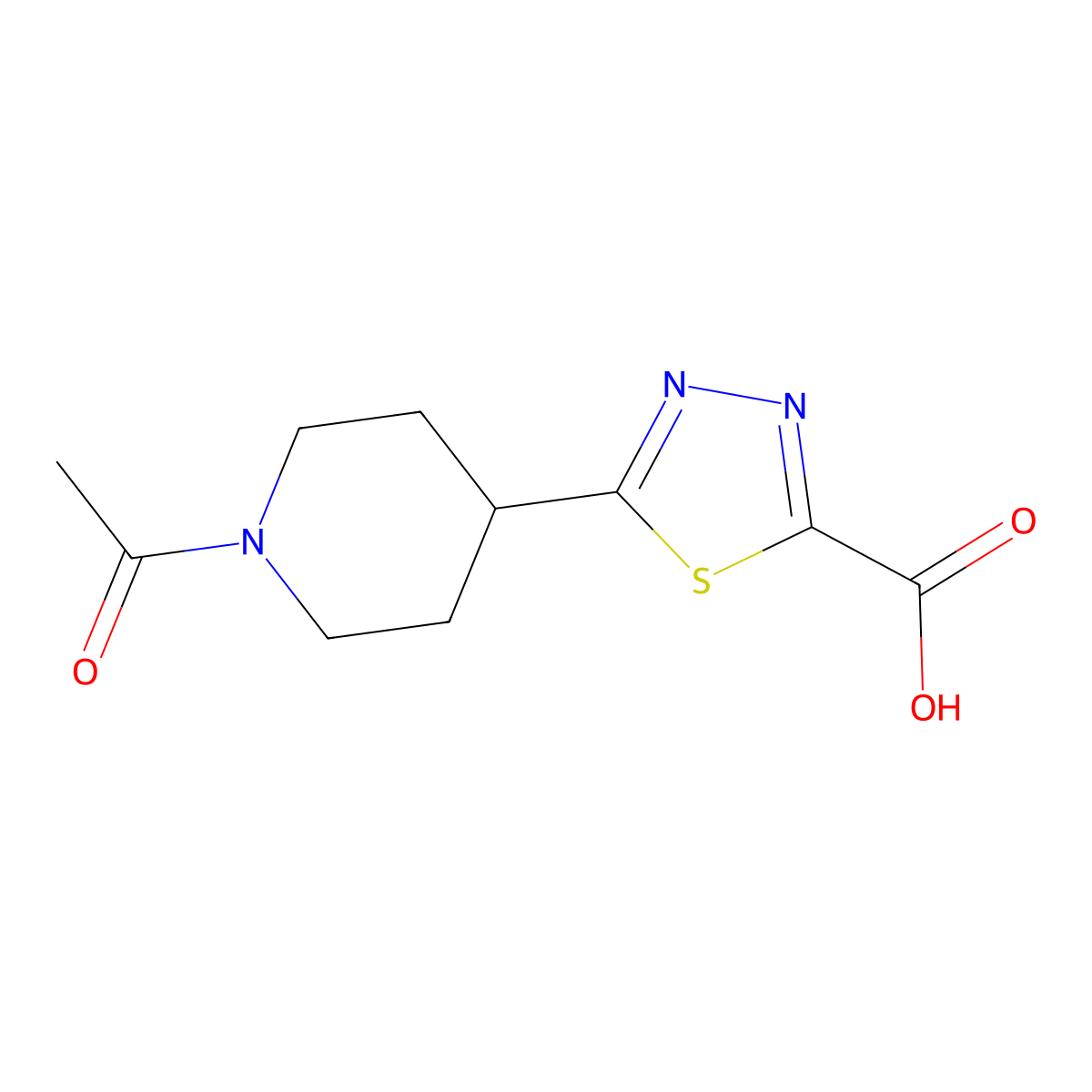 5-(1-Acetylpiperidin-4-yl)-1,3,4-thiadiazole-2-carboxylic acid molecular structure, CAS 2680702-63-8