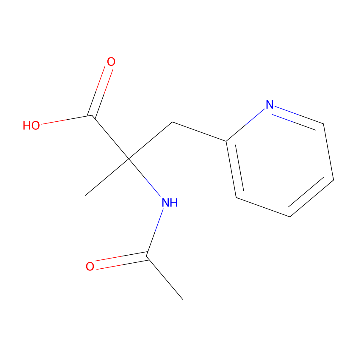 2-Acetamido-2-methyl-3-(pyridin-2-yl)propanoic acid molecular structure, CAS 2680702-65-0