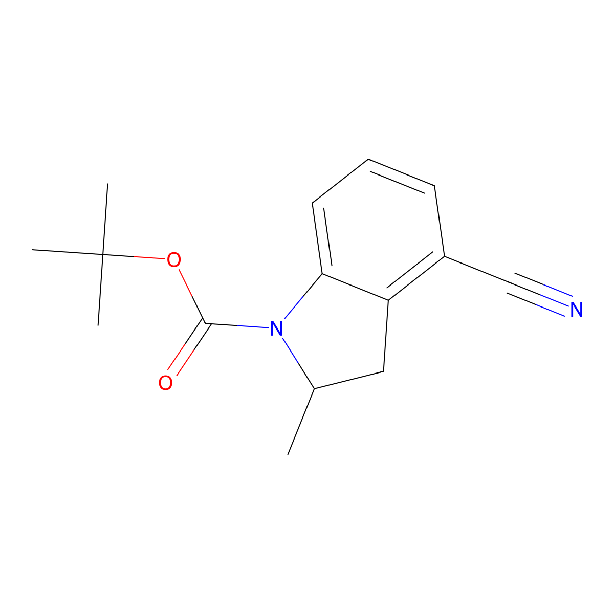 tert-butyl 4-cyano-2-methyl-2,3-dihydro-1H-indole-1-carboxylate molecular structure, CAS 2680702-81-0