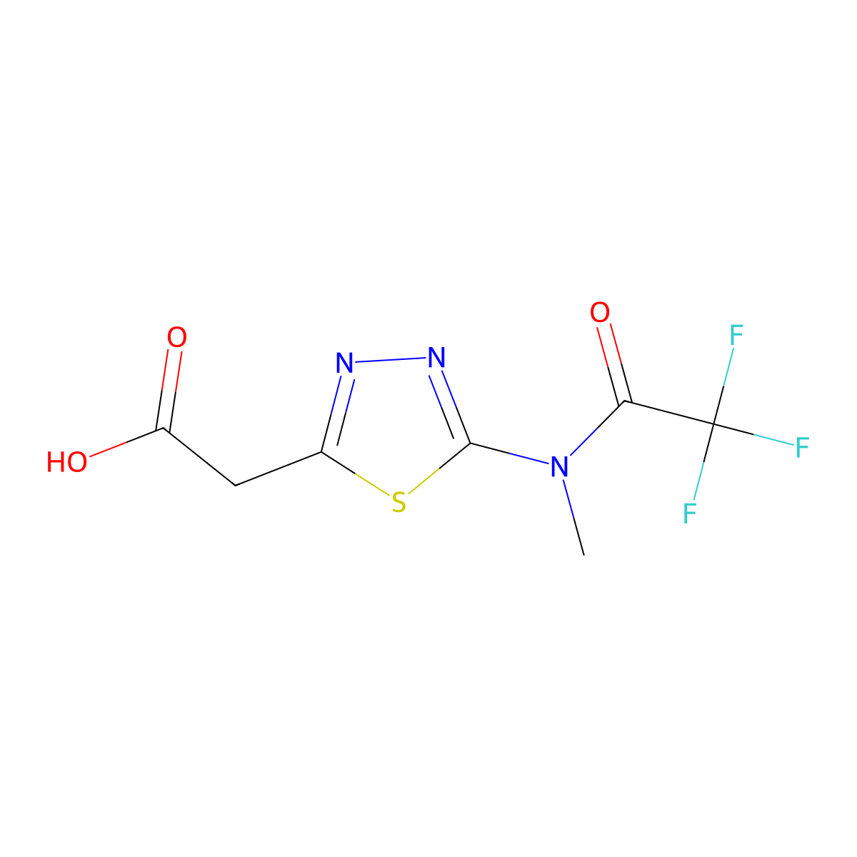 2-[5-(2,2,2-trifluoro-N-methylacetamido)-1,3,4-thiadiazol-2-yl]acetic acid molecular structure, CAS 2680702-84-3