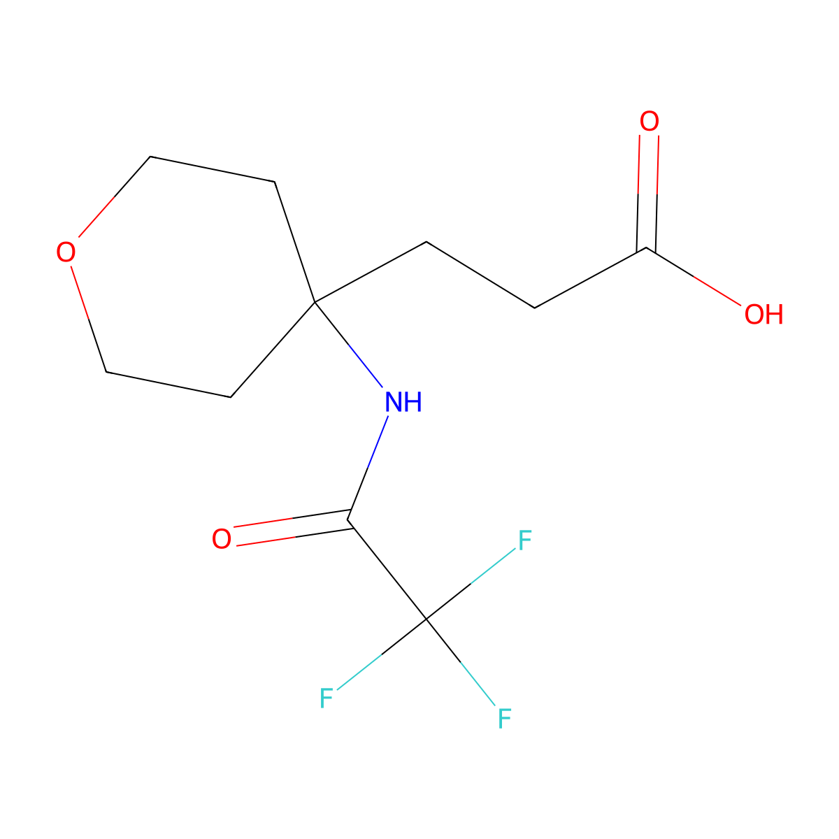 3-[4-(2,2,2-Trifluoroacetamido)oxan-4-yl]propanoic acid molecular structure, CAS 2680702-85-4