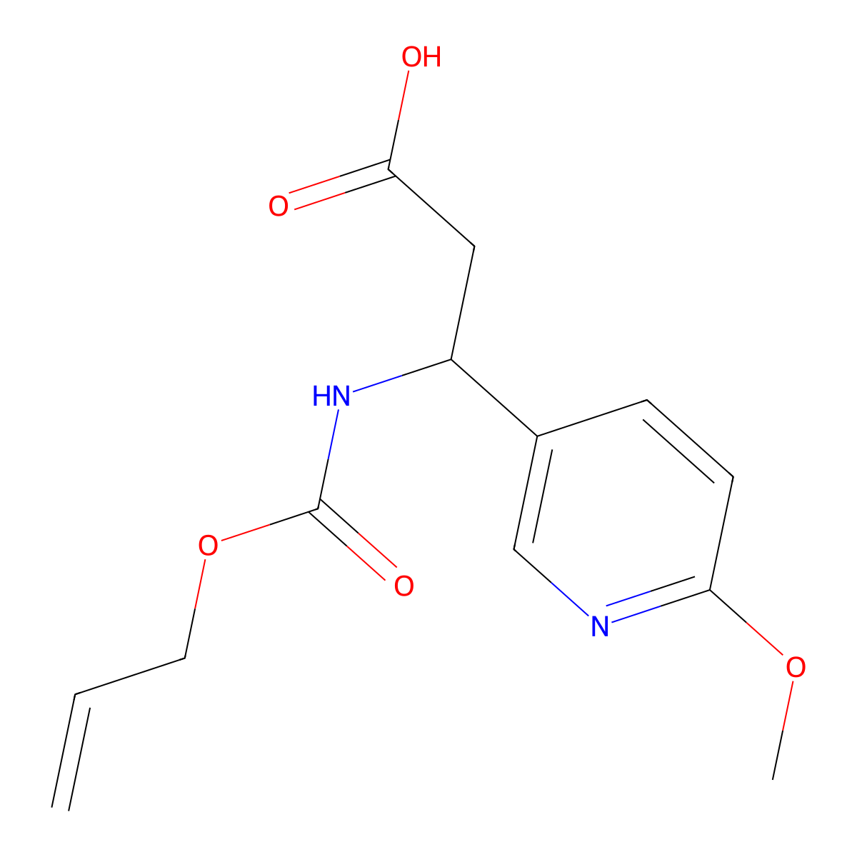 3-(6-Methoxypyridin-3-yl)-3-{[(prop-2-en-1-yloxy)carbonyl]amino}propanoic acid molecular structure, CAS 2680702-88-7