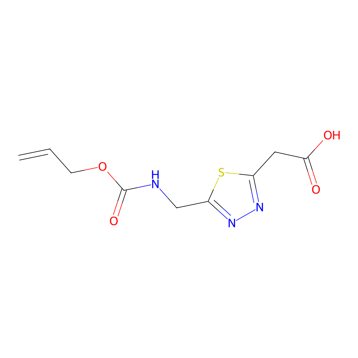 2-[5-({[(Prop-2-en-1-yloxy)carbonyl]amino}methyl)-1,3,4-thiadiazol-2-yl]acetic acid molecular structure, CAS 2680703-06-2