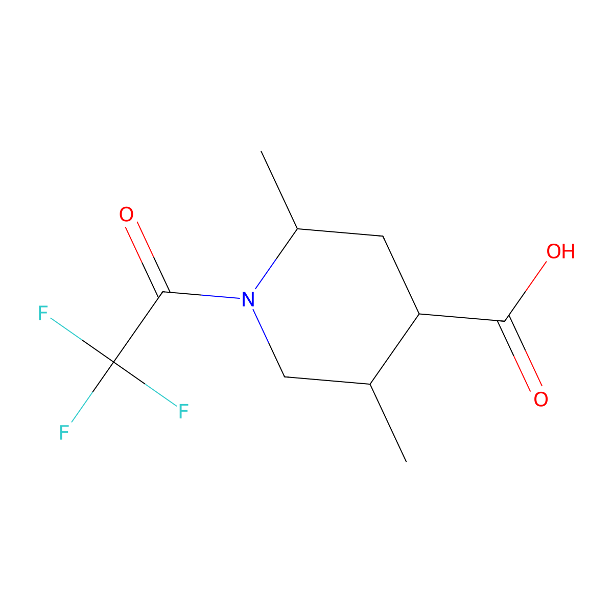 2,5-Dimethyl-1-(trifluoroacetyl)piperidine-4-carboxylic acid molecular structure, CAS 2680703-14-2