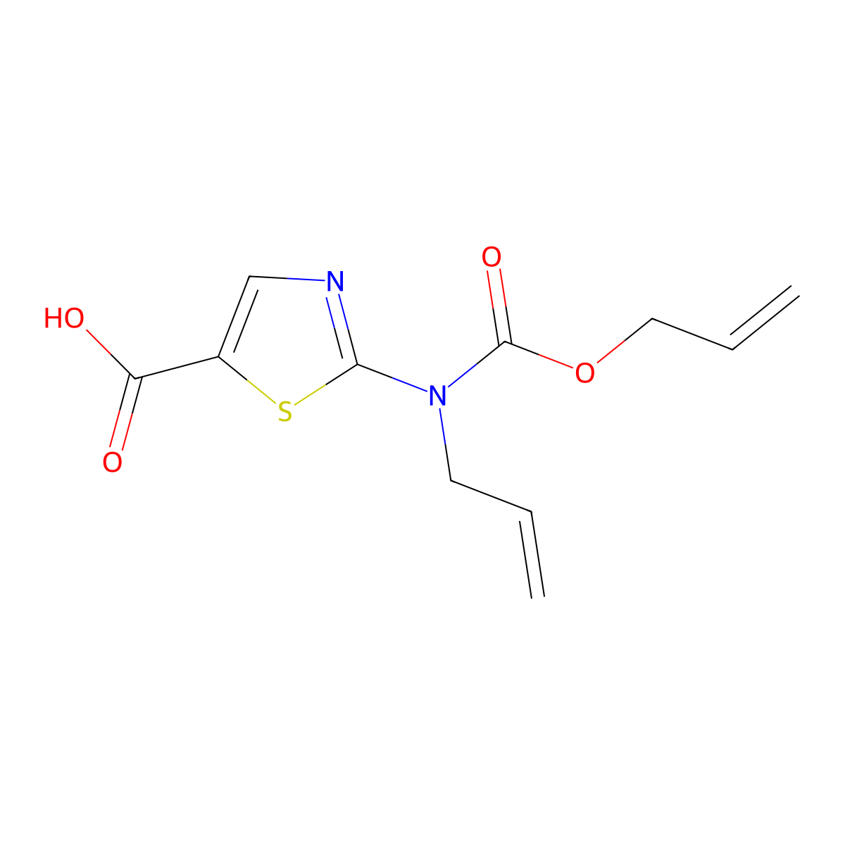 2-[(Prop-2-en-1-yl)[(prop-2-en-1-yloxy)carbonyl]amino]-1,3-thiazole-5-carboxylic acid molecular structure, CAS 2680703-16-4