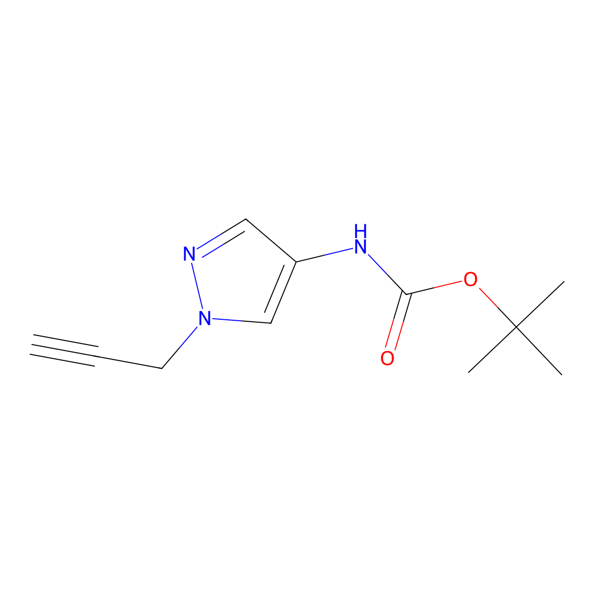 tert-butyl N-[1-(prop-2-yn-1-yl)-1H-pyrazol-4-yl]carbamate molecular structure, CAS 2680703-23-3