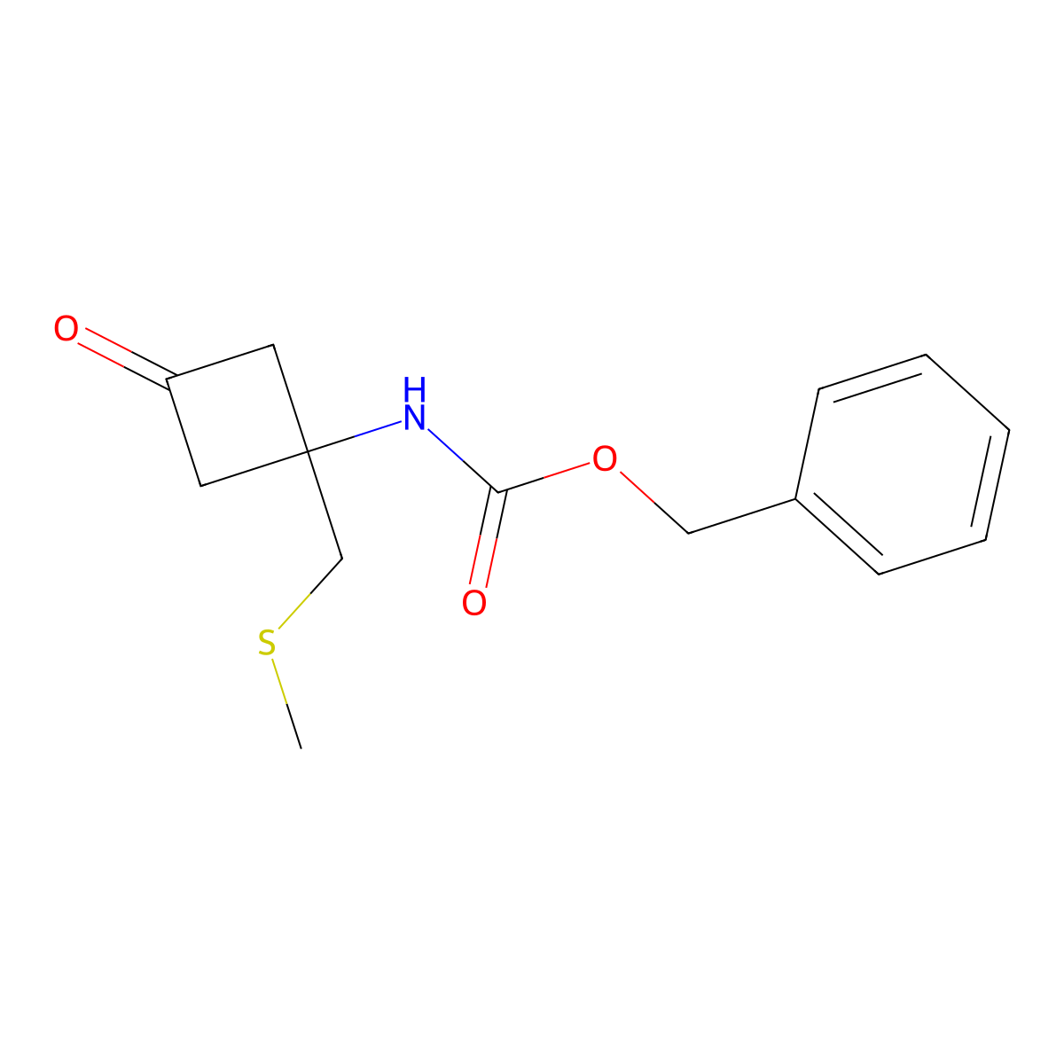 benzyl N-{1-[(methylsulfanyl)methyl]-3-oxocyclobutyl}carbamate molecular structure, CAS 2680703-32-4