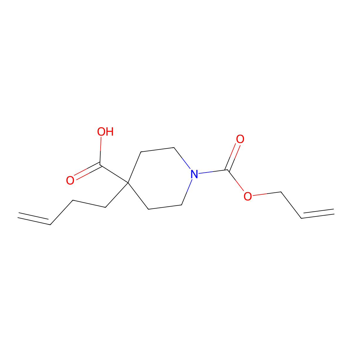 4-(But-3-en-1-yl)-1-[(prop-2-en-1-yloxy)carbonyl]piperidine-4-carboxylic acid molecular structure, CAS 2680703-37-9