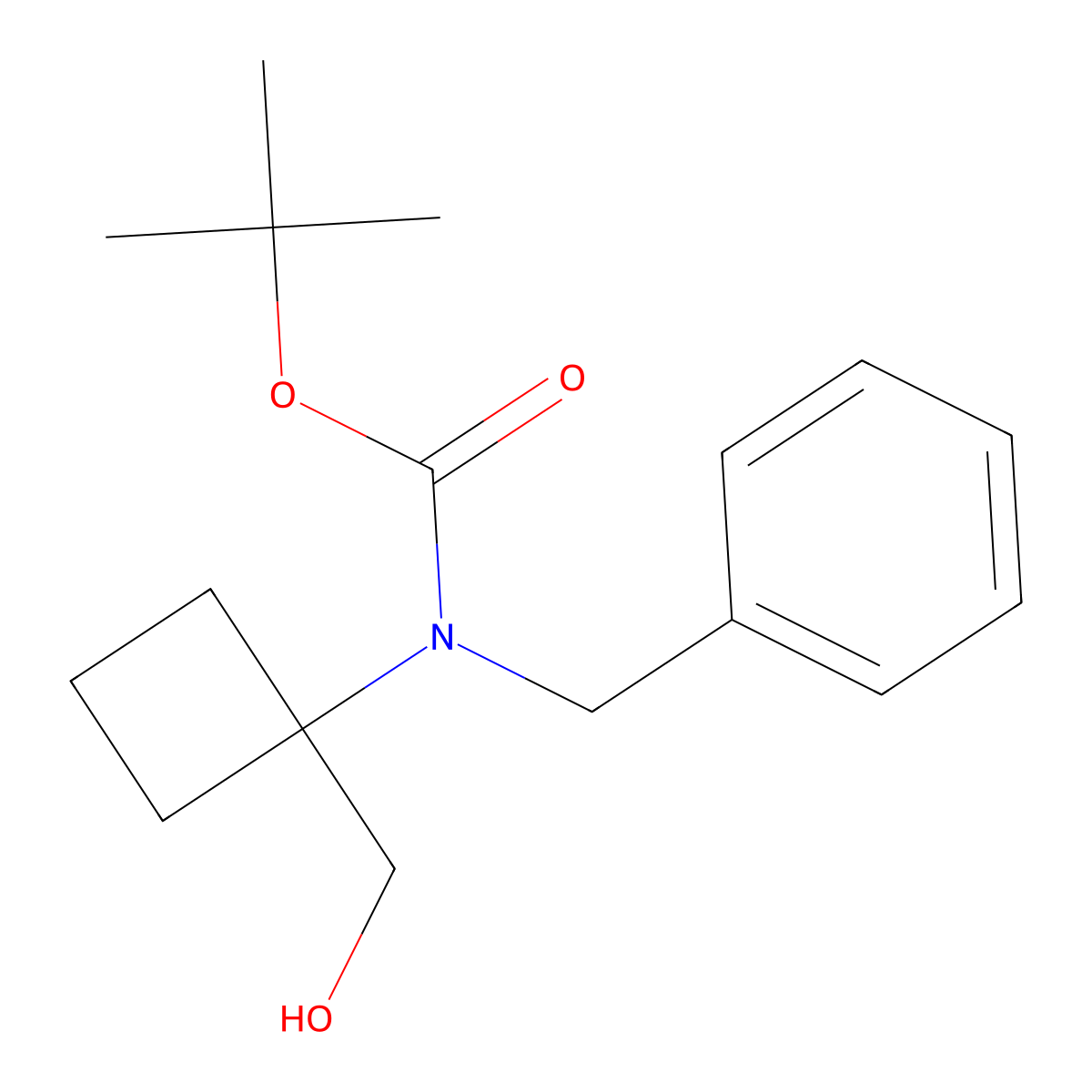 tert-butyl N-benzyl-N-[1-(hydroxymethyl)cyclobutyl]carbamate molecular structure, CAS 2680703-43-7
