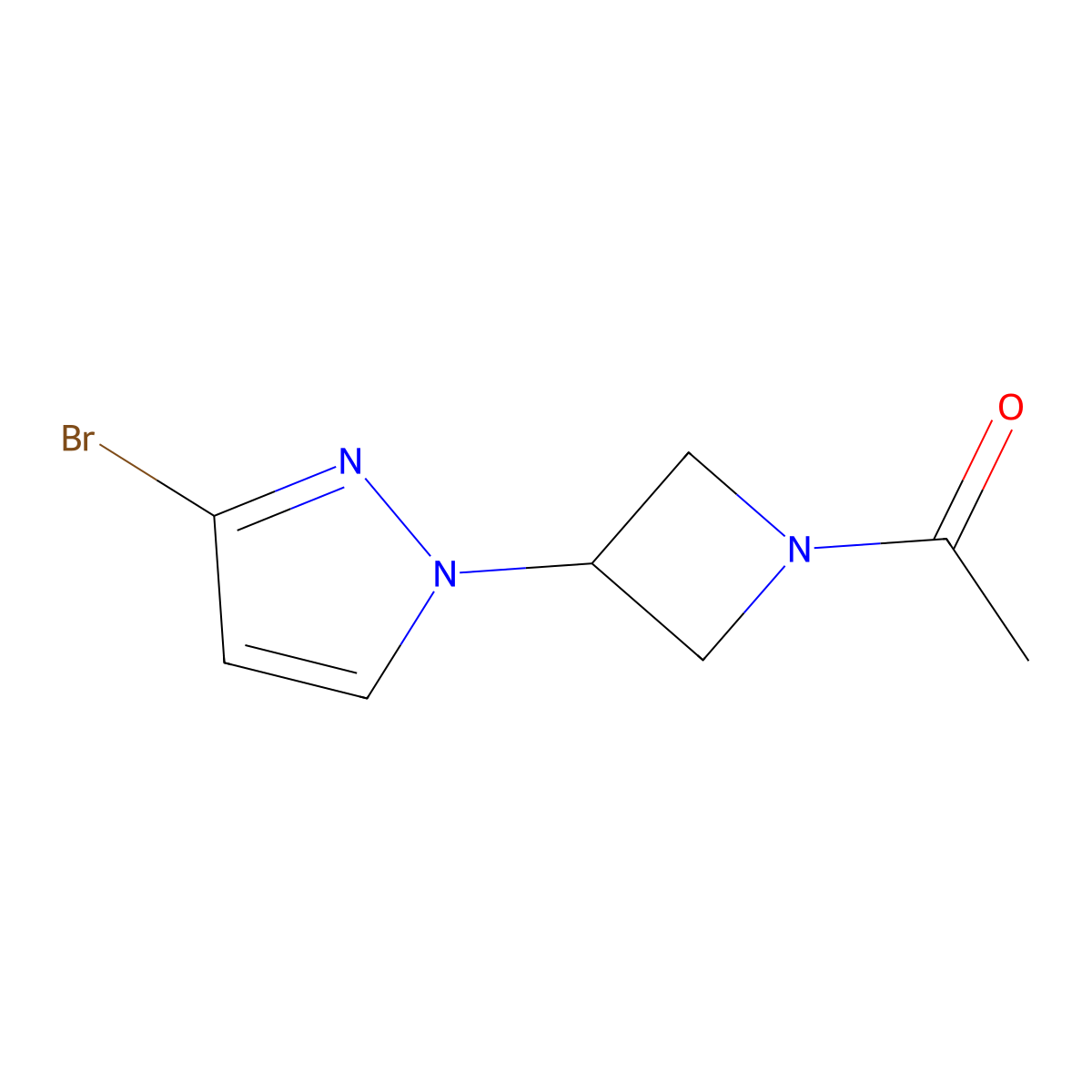 1-[3-(3-bromo-1H-pyrazol-1-yl)azetidin-1-yl]ethan-1-one molecular structure, CAS 2680703-56-2