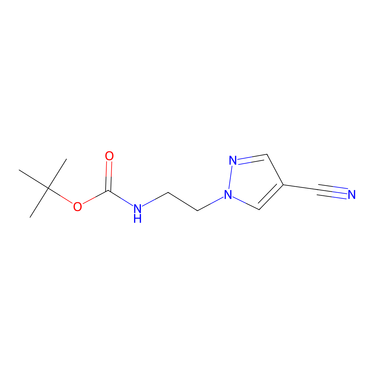 tert-butyl N-[2-(4-cyano-1H-pyrazol-1-yl)ethyl]carbamate molecular structure, CAS 2680703-57-3