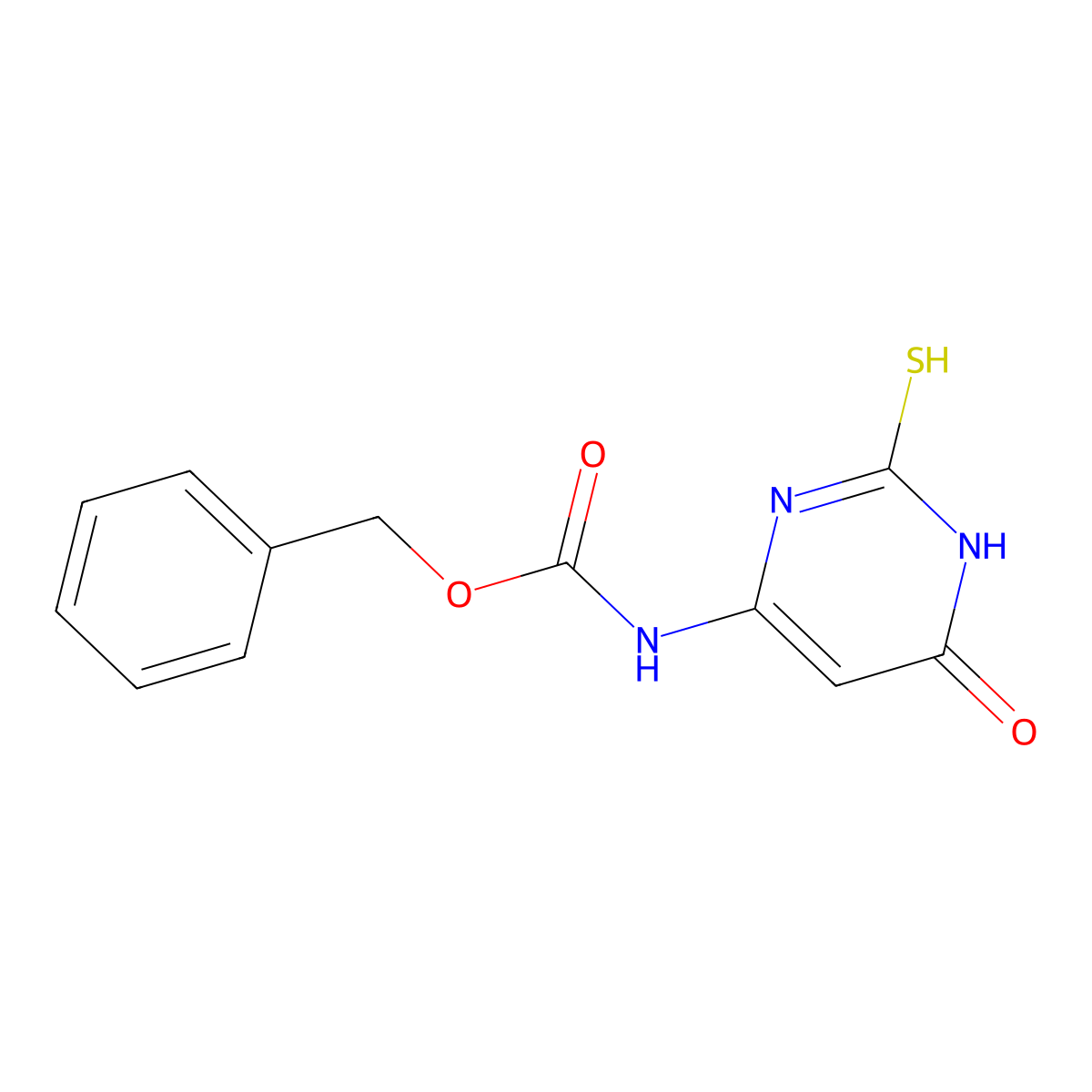 benzyl N-(6-oxo-2-sulfanyl-1,6-dihydropyrimidin-4-yl)carbamate molecular structure, CAS 2680703-59-5
