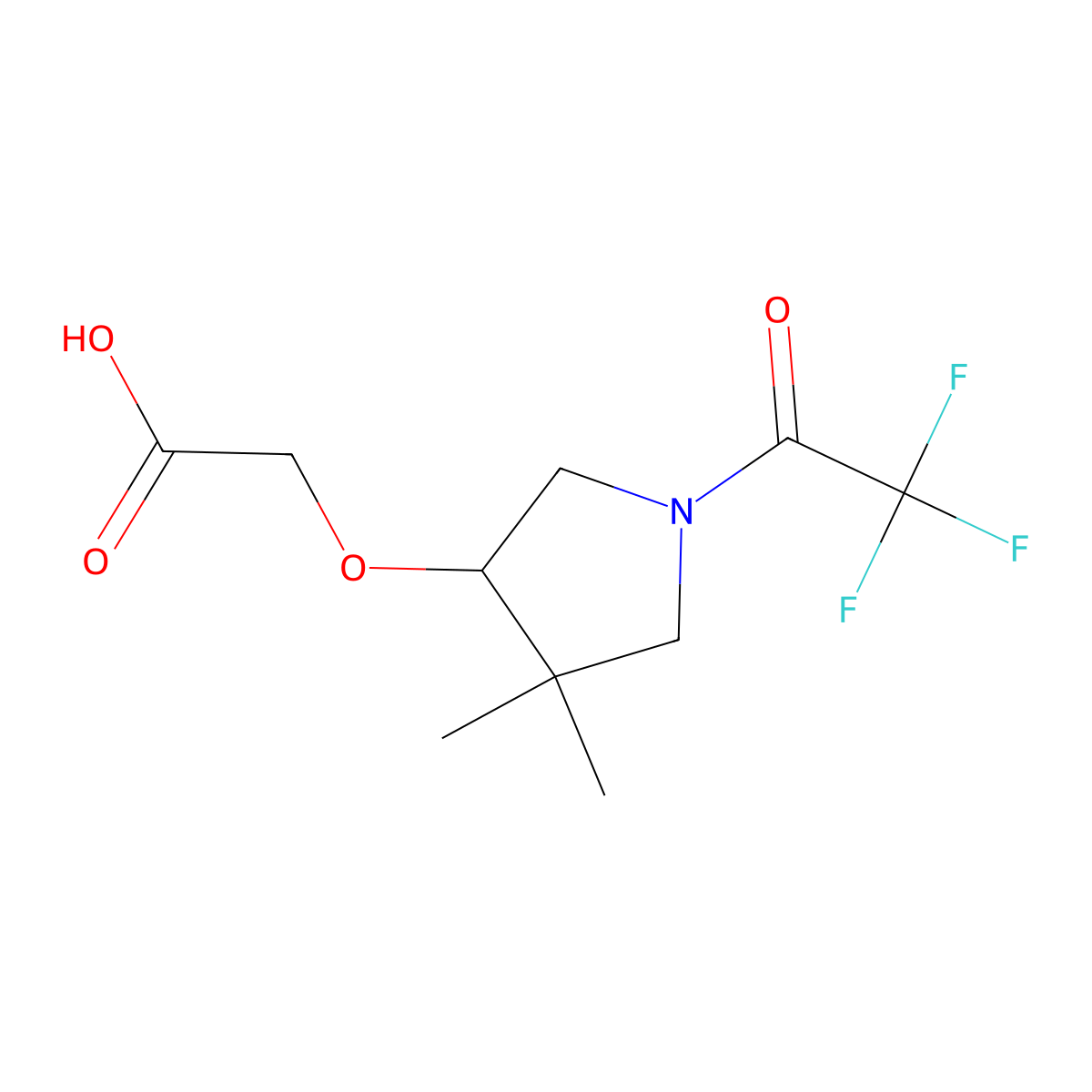 2-{[4,4-Dimethyl-1-(2,2,2-trifluoroacetyl)pyrrolidin-3-yl]oxy}acetic acid molecular structure, CAS 2680703-64-2