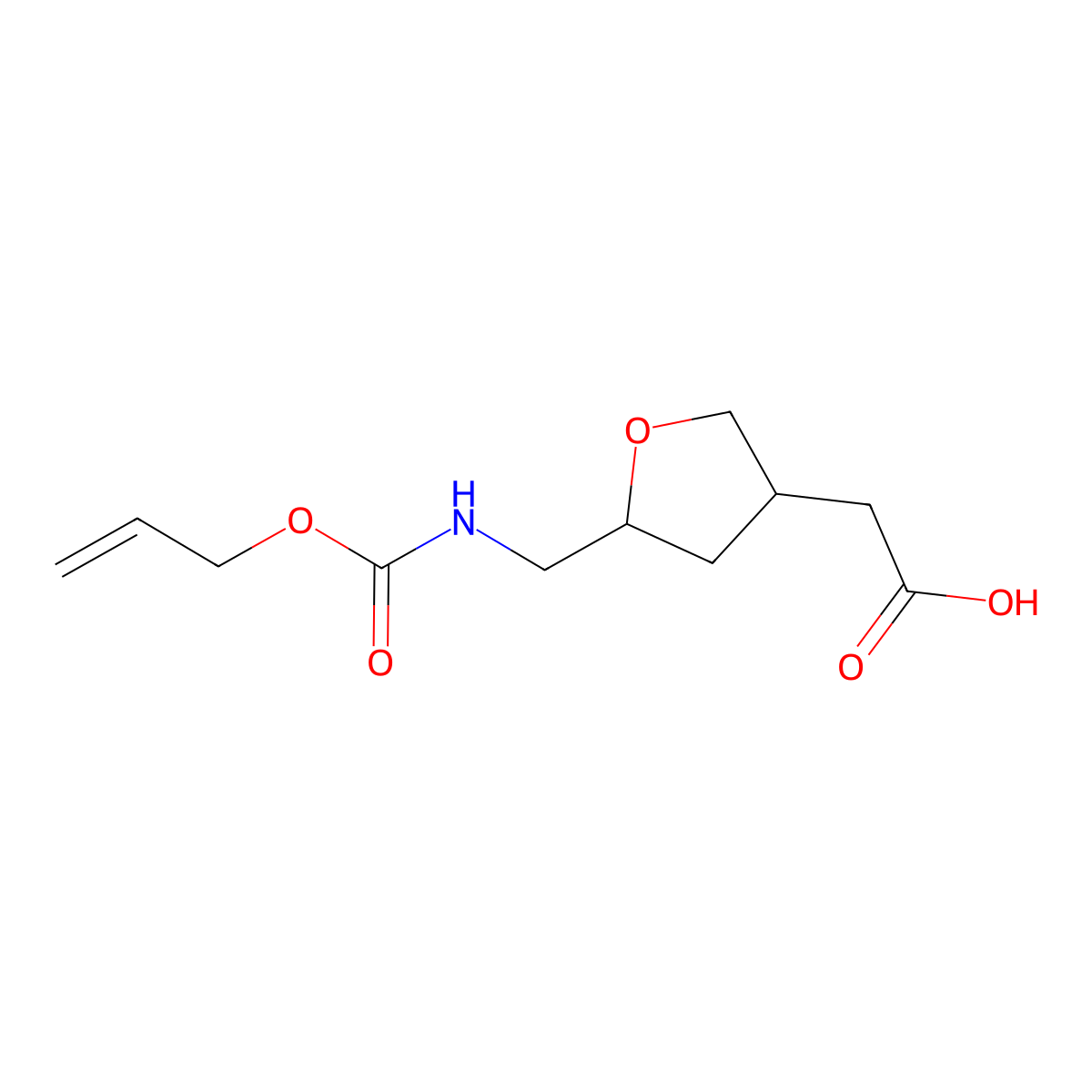 2-[5-({[(Prop-2-en-1-yloxy)carbonyl]amino}methyl)oxolan-3-yl]acetic acid molecular structure, CAS 2680703-65-3