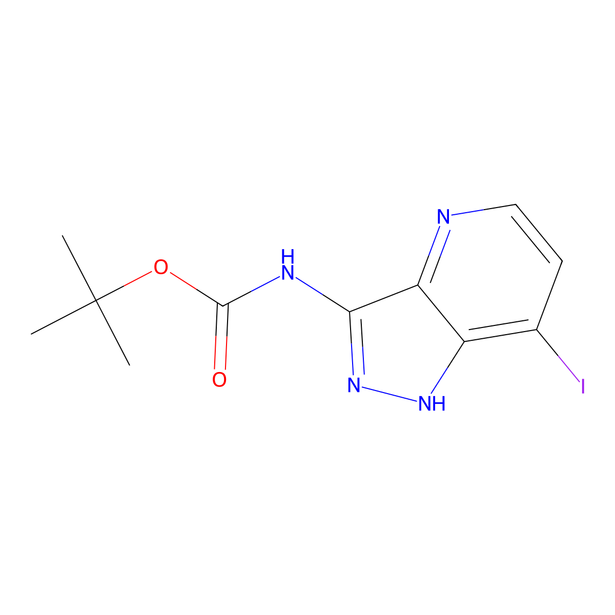 tert-butyl N-{7-iodo-1H-pyrazolo[4,3-b]pyridin-3-yl}carbamate molecular structure, CAS 2680703-67-5