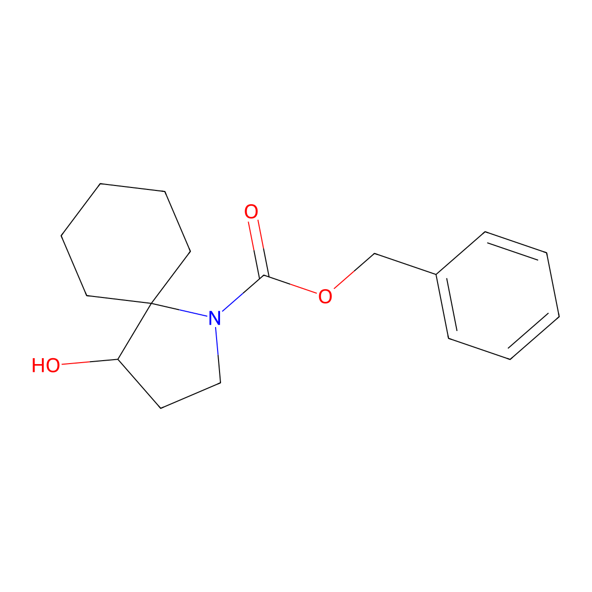 Benzyl 4-hydroxy-1-azaspiro[4.5]decane-1-carboxylate molecular structure, CAS 2680703-84-6