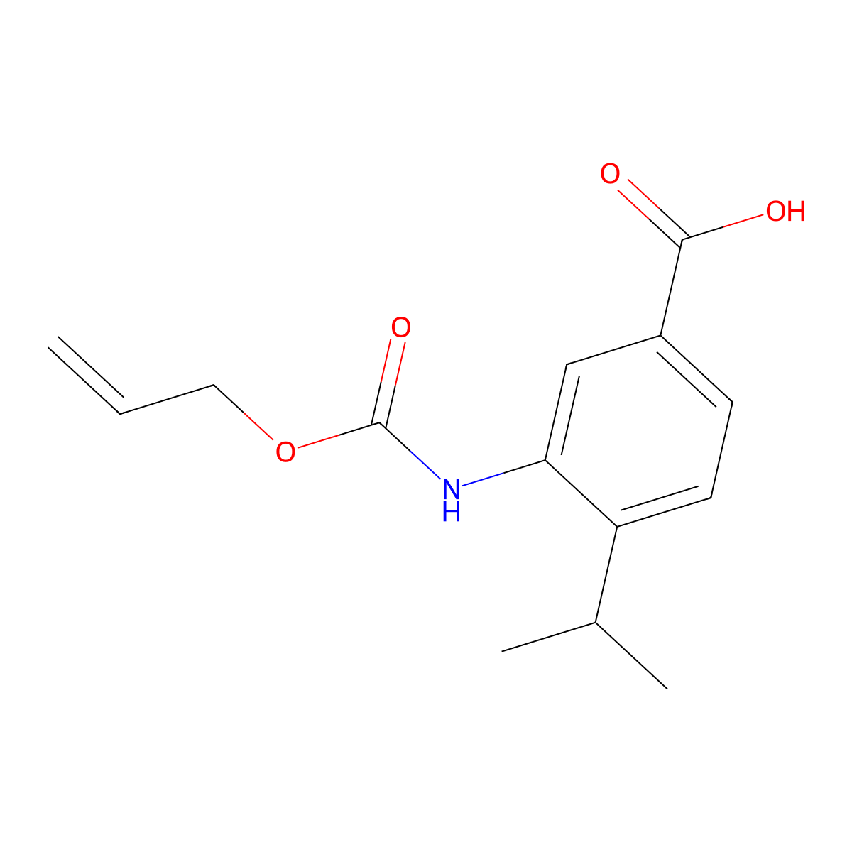 3-{[(Prop-2-en-1-yloxy)carbonyl]amino}-4-(propan-2-yl)benzoic acid molecular structure, CAS 2680703-85-7
