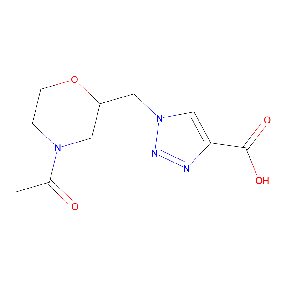 1-[(4-acetylmorpholin-2-yl)methyl]-1H-1,2,3-triazole-4-carboxylic acid molecular structure, CAS 2680703-95-9