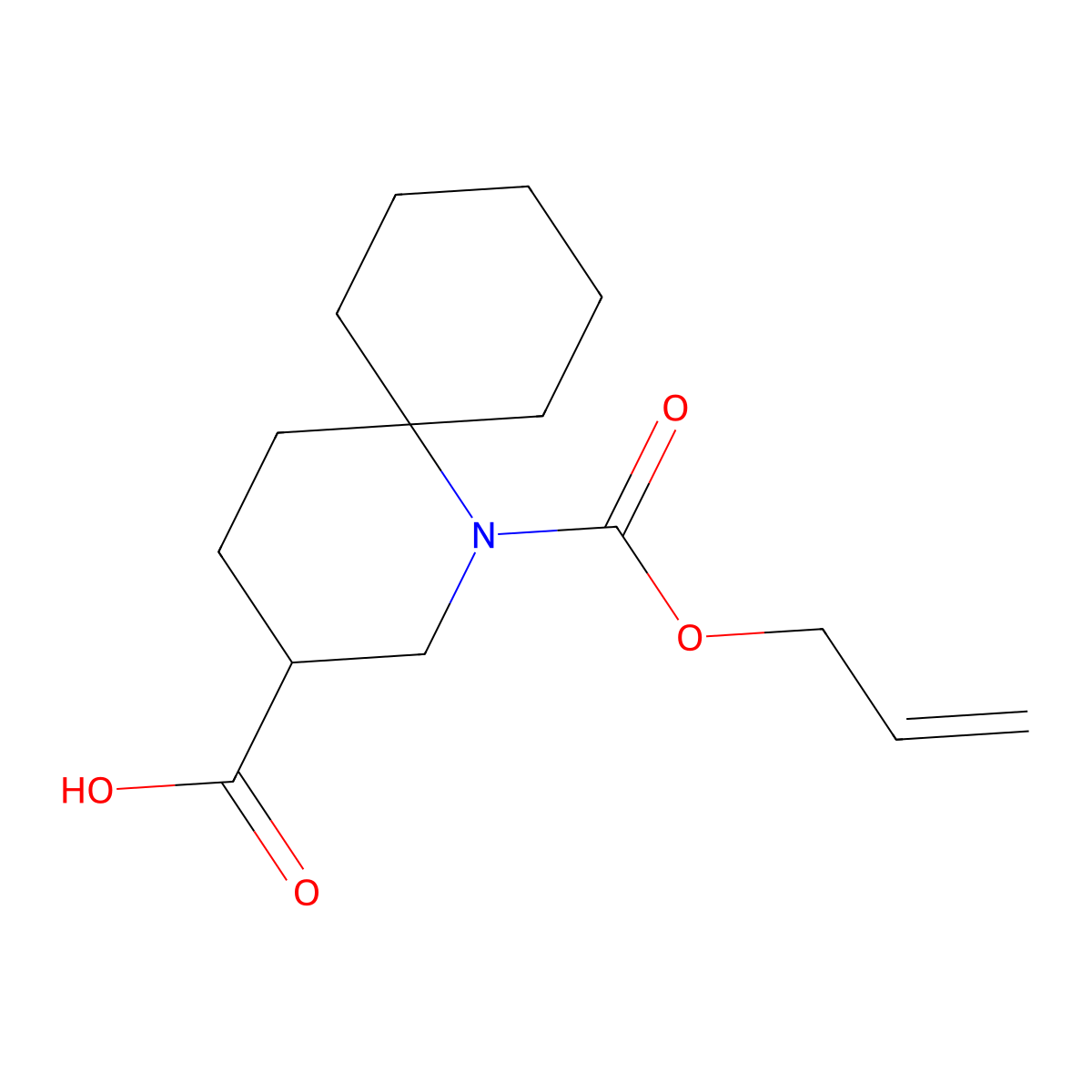 1-[(Prop-2-en-1-yloxy)carbonyl]-1-azaspiro[5.5]undecane-3-carboxylic acid molecular structure, CAS 2680703-97-1
