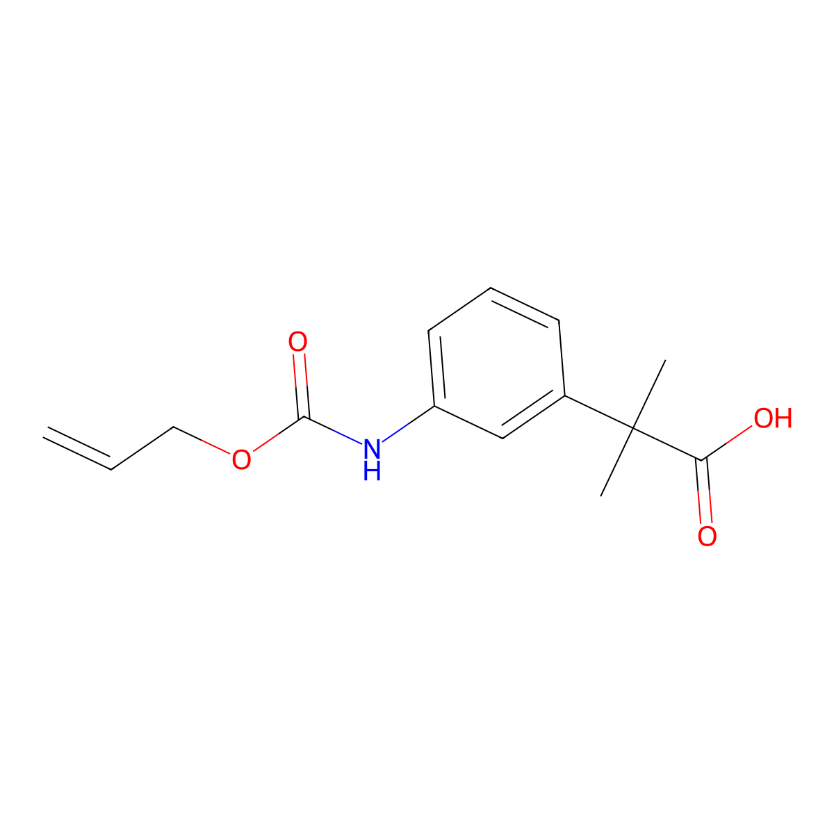 2-Methyl-2-(3-{[(prop-2-en-1-yloxy)carbonyl]amino}phenyl)propanoic acid molecular structure, CAS 2680703-98-2